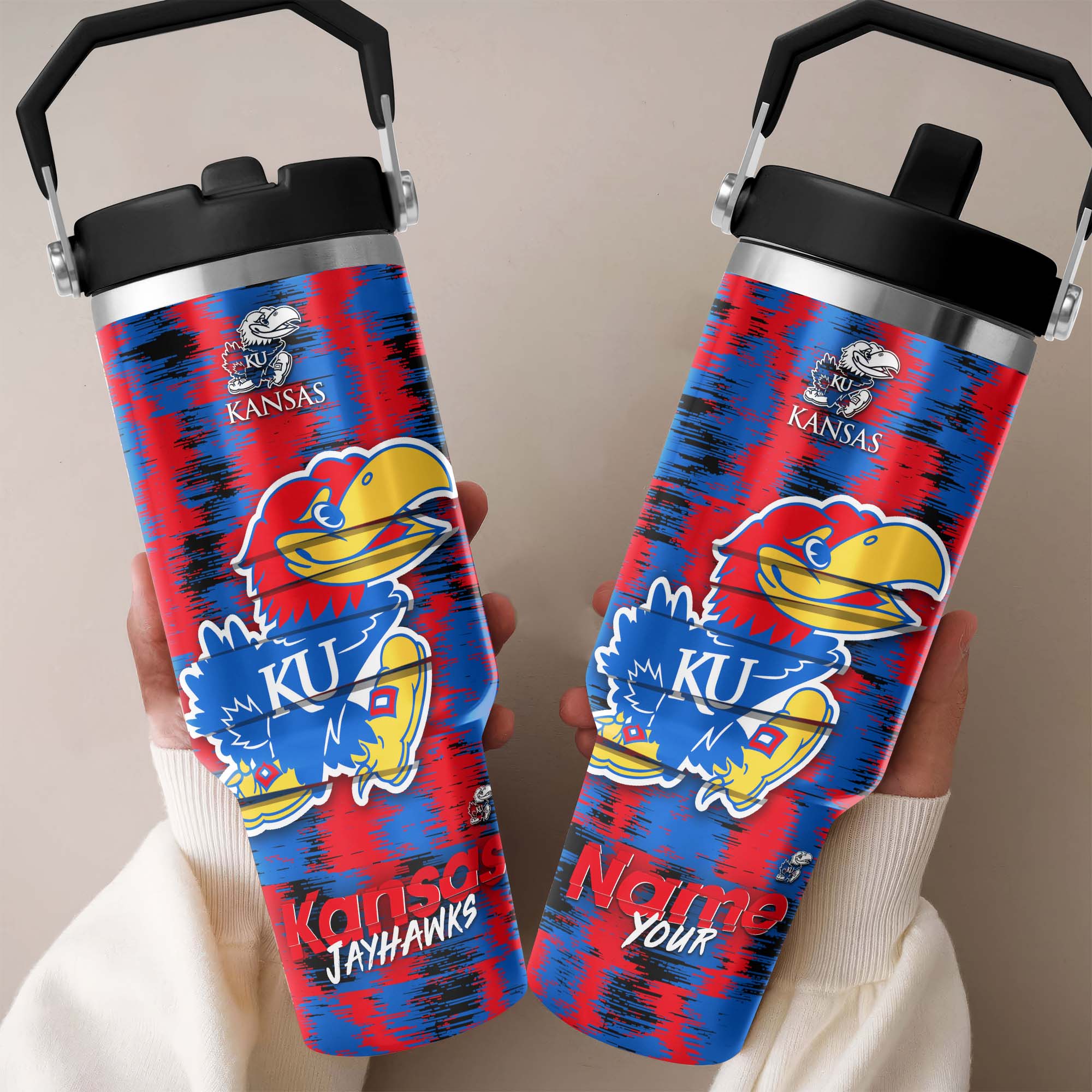 Kansas Jayhawks Flip Straw 30oz Tumbler Custom Your Name, Sport Flip Straw 30oz Tumbler, Fan Gifts  EHIVM-0124663