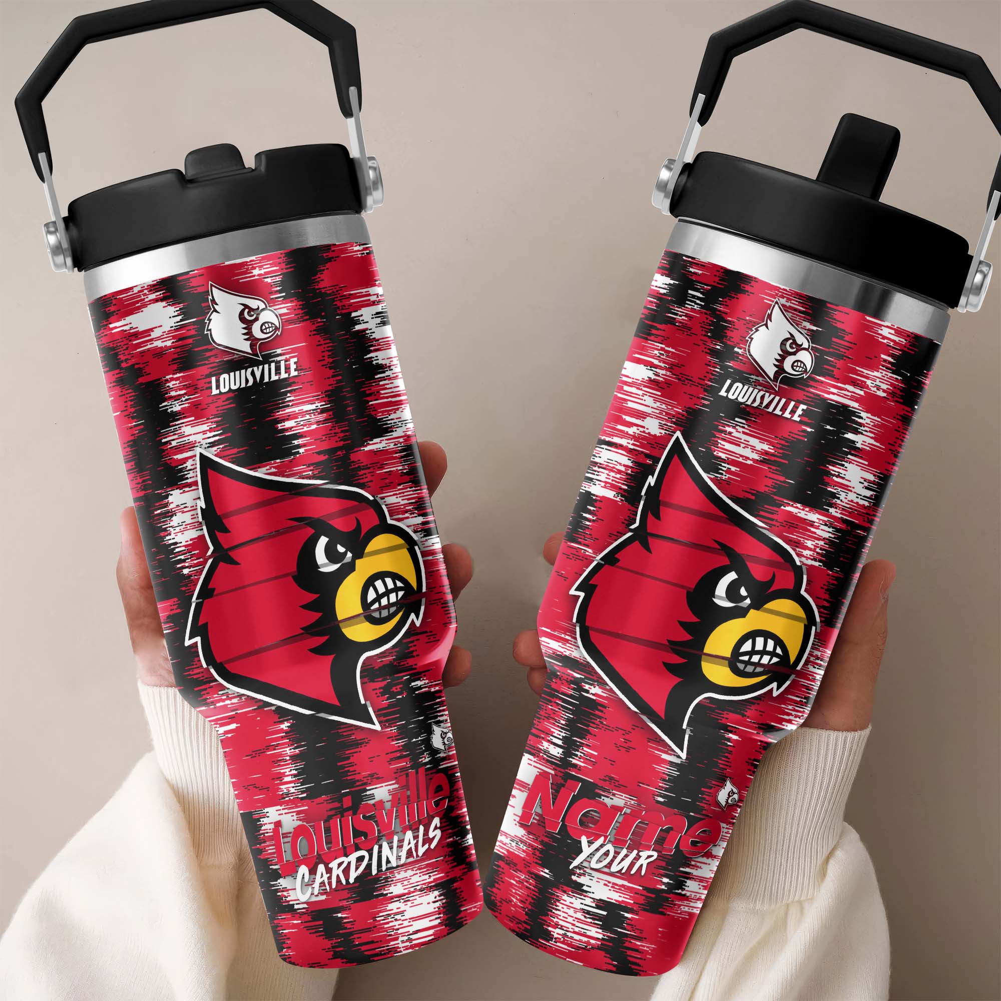 Louisville Cardinals Flip Straw 30oz Tumbler Custom Your Name, Sport Flip Straw 30oz Tumbler, Fan Gifts  EHIVM-0124663