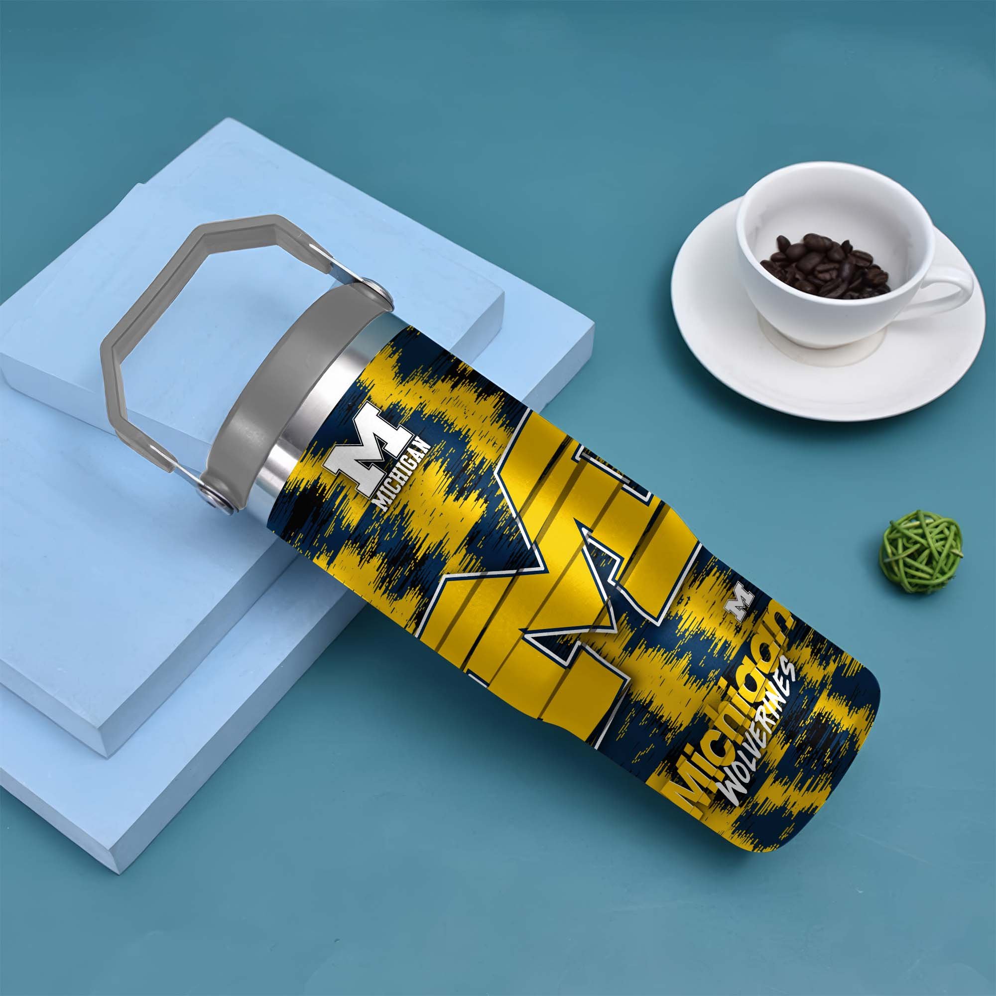 Alternative view of Michigan Wolverines Flip Straw 30oz Tumbler Custom Your Name, Sport Flip Straw 30oz Tumbler, Fan Gifts  EHIVM-0124663