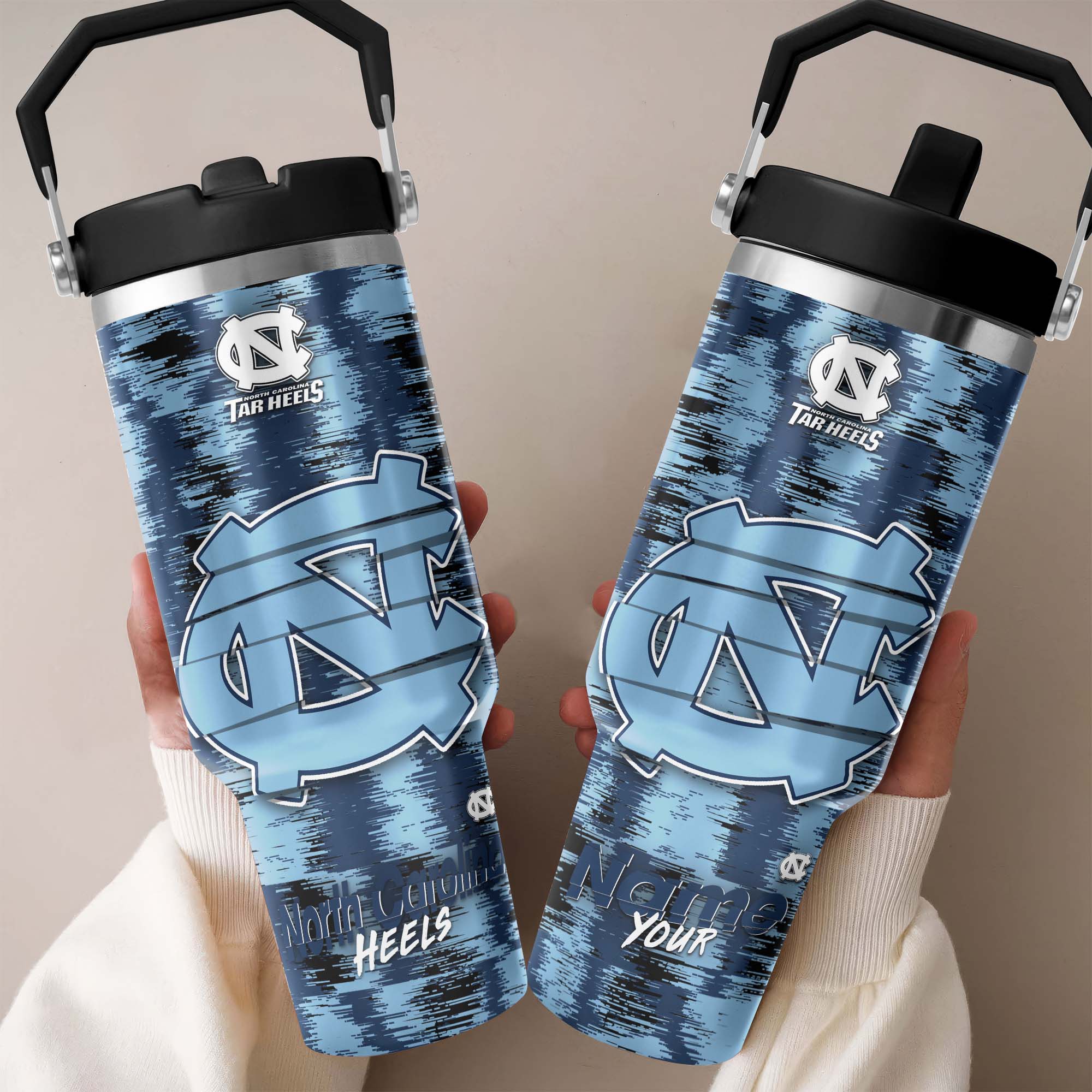 North Carolina Tar Heels Flip Straw 30oz Tumbler Custom Your Name, Sport Flip Straw 30oz Tumbler, Fan Gifts  EHIVM-0124663