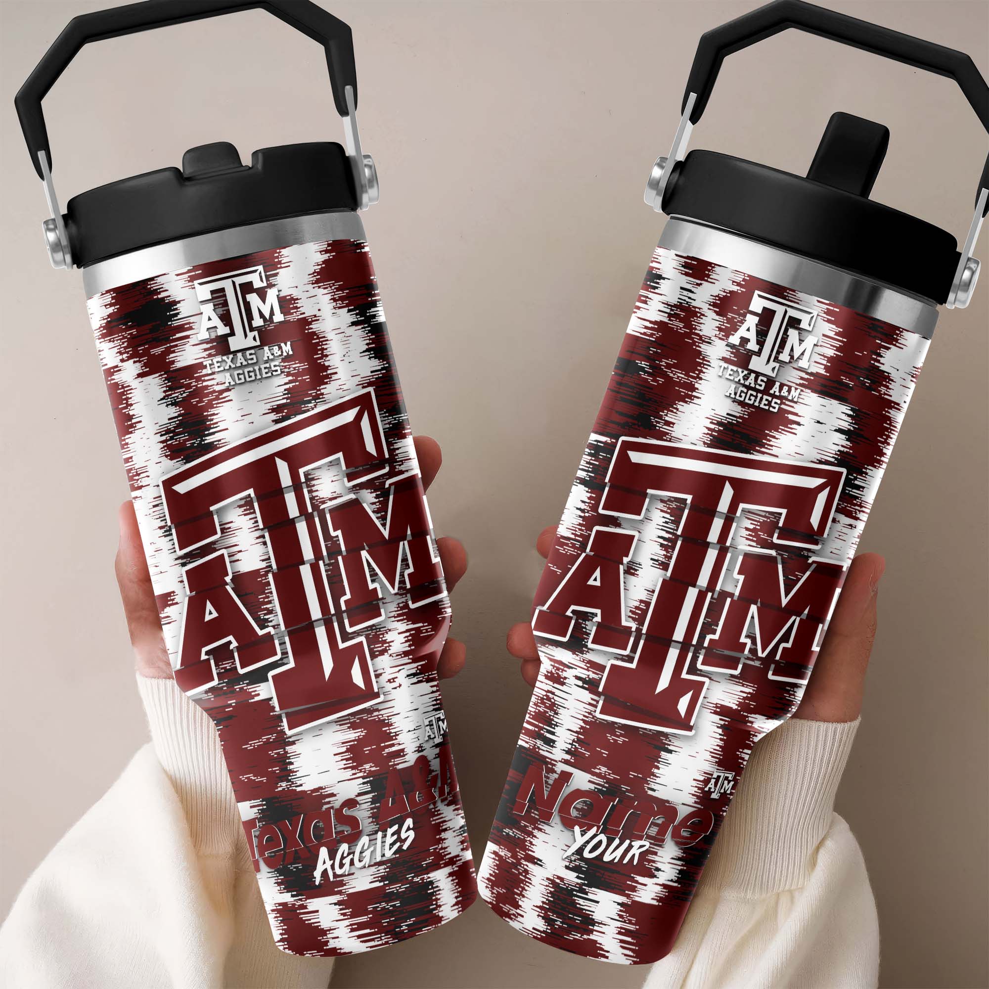 Texas A&M Aggies Flip Straw 30oz Tumbler Custom Your Name, Sport Flip Straw 30oz Tumbler, Fan Gifts  EHIVM-0124663