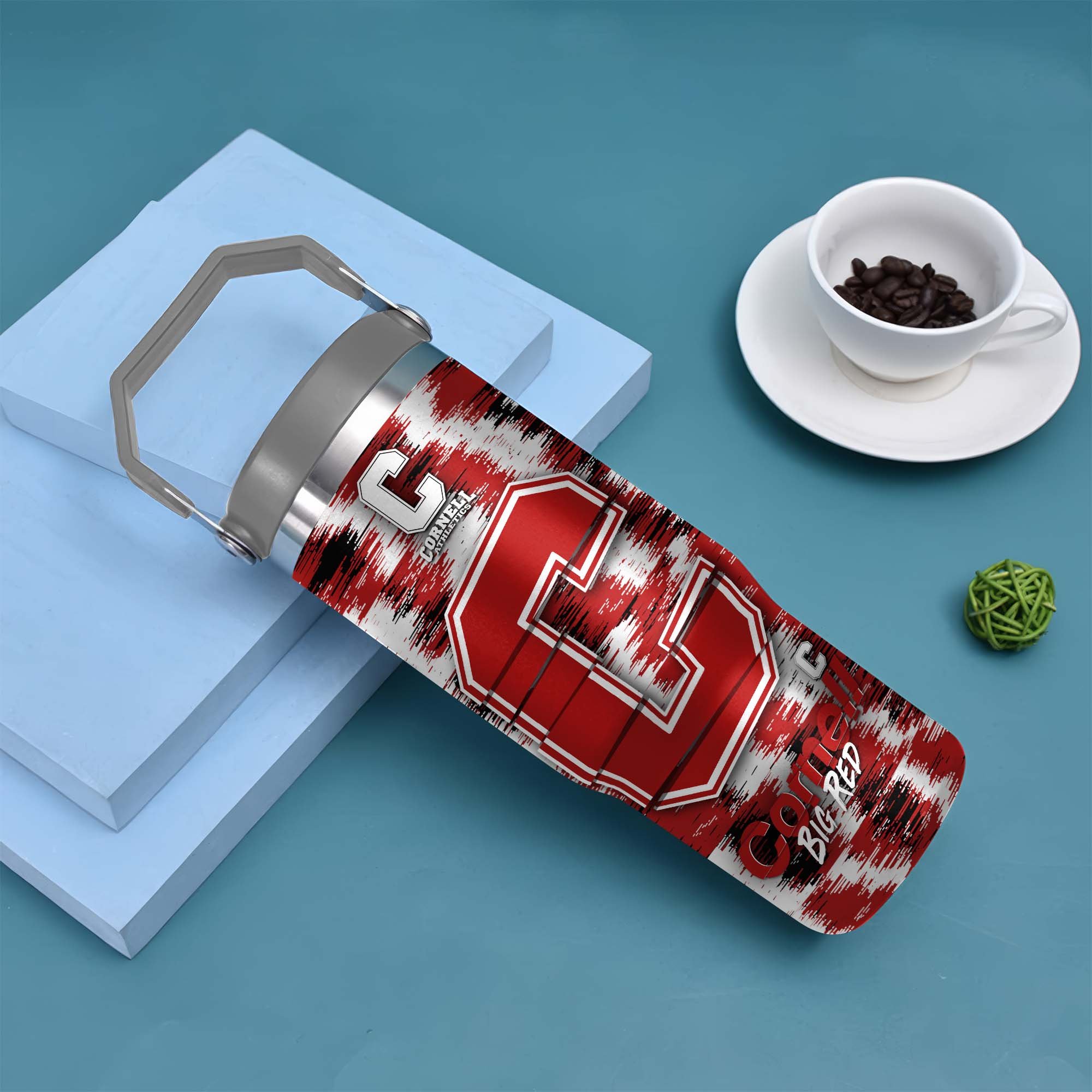 Alternative view of Cornell Big Red Flip Straw 30oz Tumbler Custom Your Name, Sport Flip Straw 30oz Tumbler, Fan Gifts  EHIVM-0124663