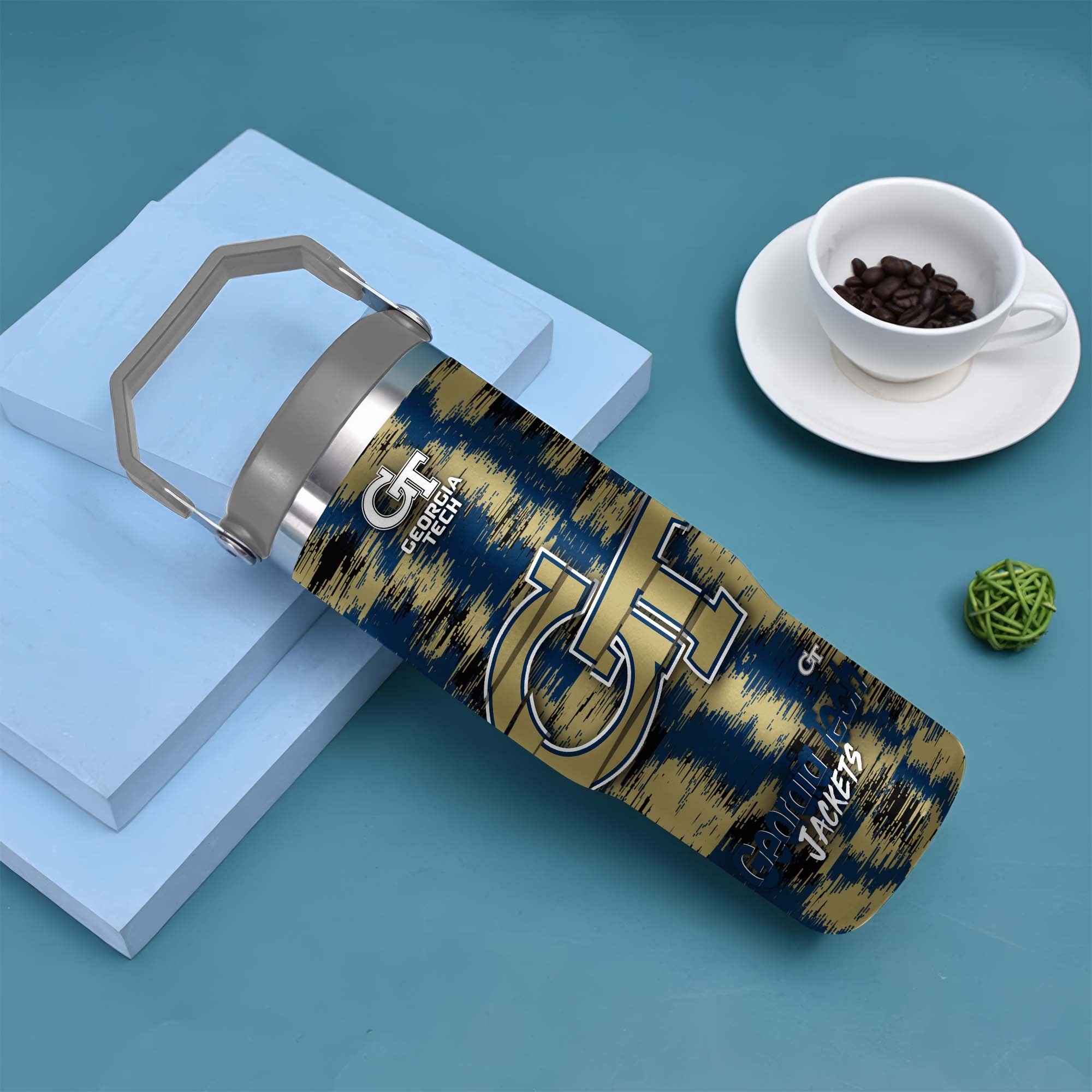 Alternative view of Georgia Tech Yellow Jackets Flip Straw 30oz Tumbler Custom Your Name, Sport Flip Straw 30oz Tumbler, Fan Gifts  EHIVM-0124663