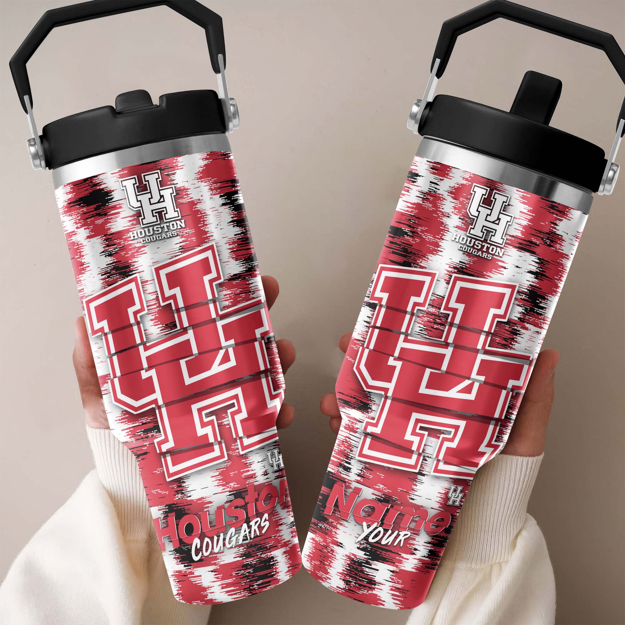Houston Cougars Flip Straw 30oz Tumbler Custom Your Name, Sport Flip Straw 30oz Tumbler, Fan Gifts  EHIVM-0124663
