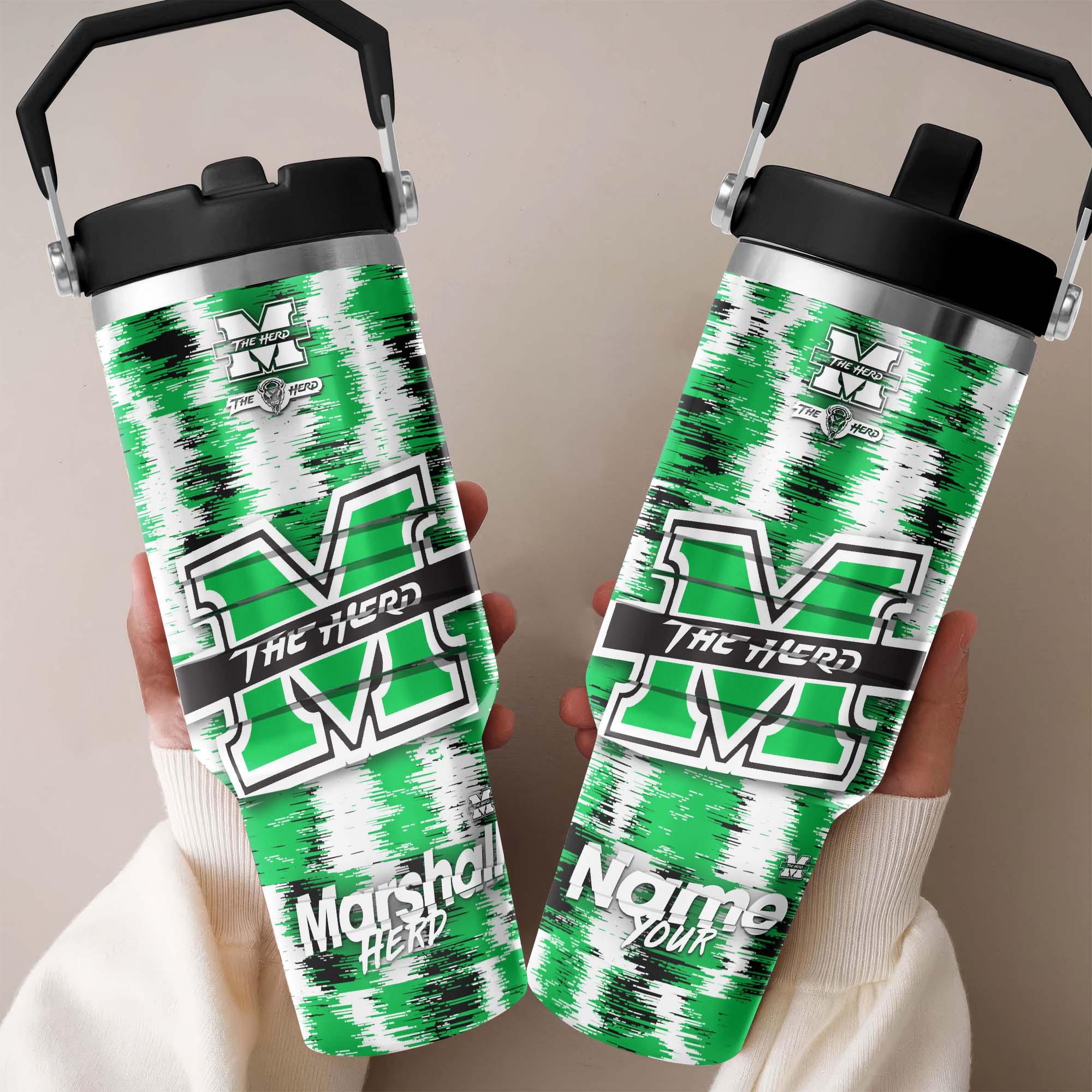 Marshall Thundering Herd Flip Straw 30oz Tumbler Custom Your Name, Sport Flip Straw 30oz Tumbler, Fan Gifts  EHIVM-0124663