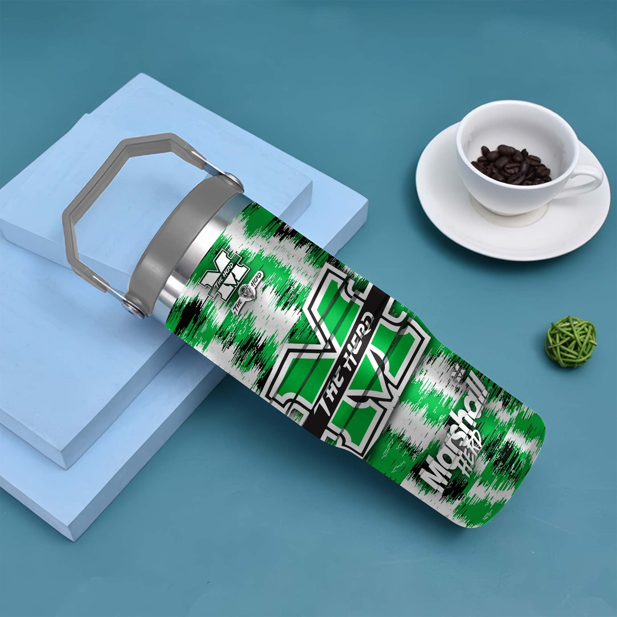 Alternative view of Marshall Thundering Herd Flip Straw 30oz Tumbler Custom Your Name, Sport Flip Straw 30oz Tumbler, Fan Gifts  EHIVM-0124663