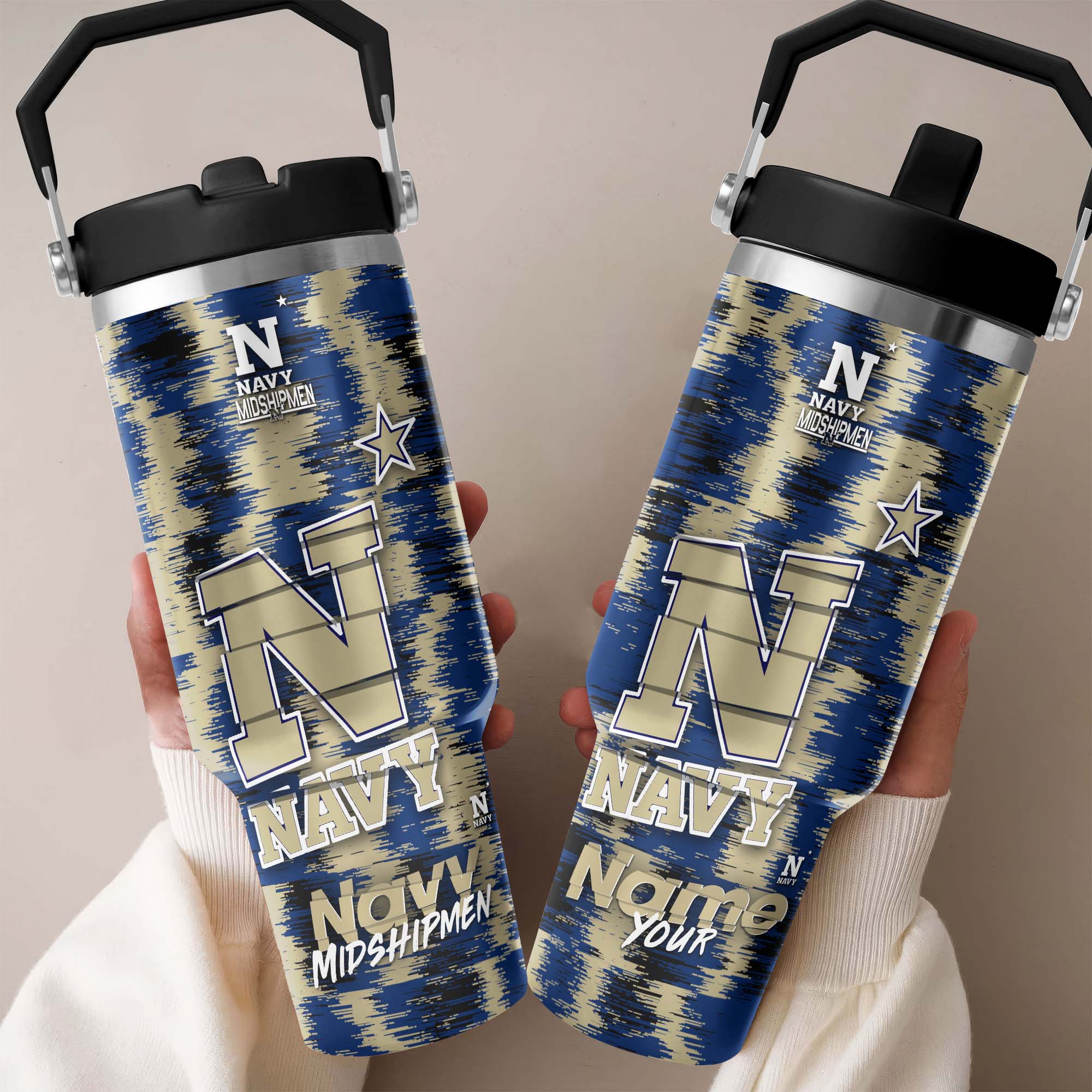 Navy Midshipmen Flip Straw 30oz Tumbler Custom Your Name, Sport Flip Straw 30oz Tumbler, Fan Gifts  EHIVM-0124663