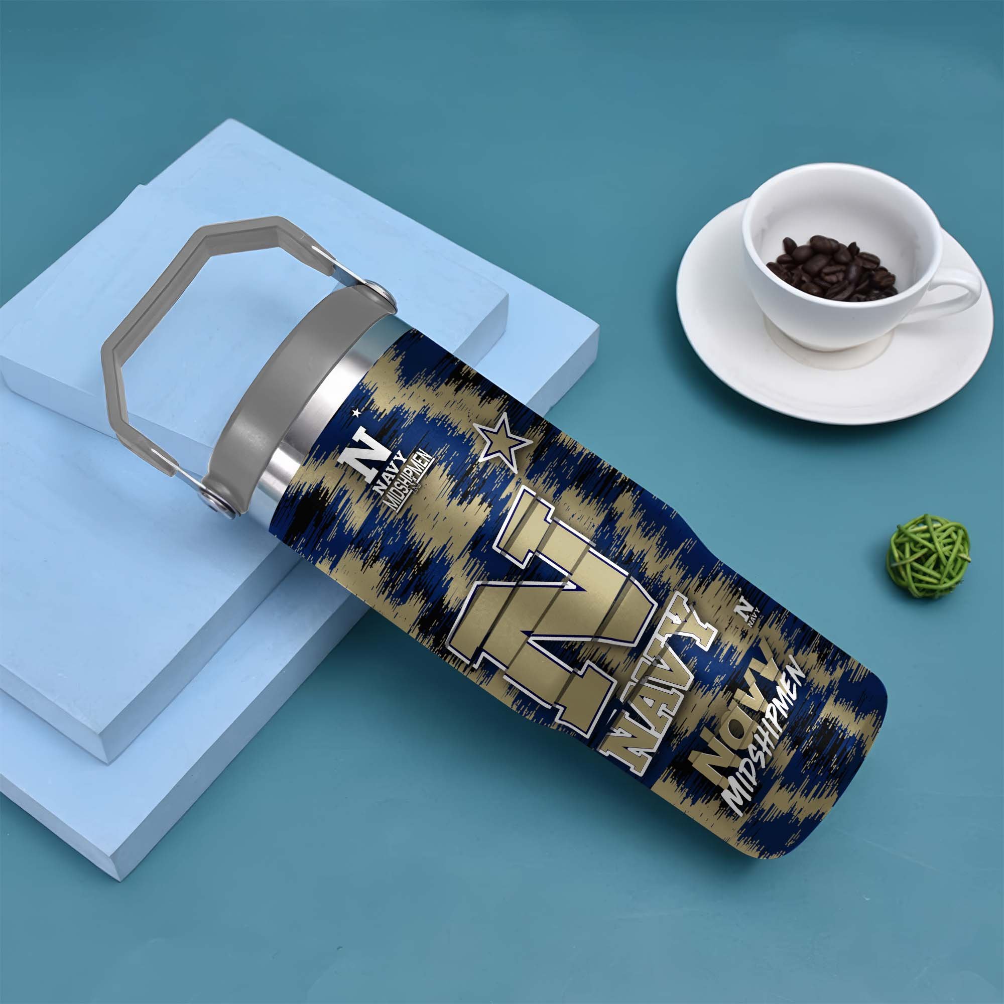 Alternative view of Navy Midshipmen Flip Straw 30oz Tumbler Custom Your Name, Sport Flip Straw 30oz Tumbler, Fan Gifts  EHIVM-0124663