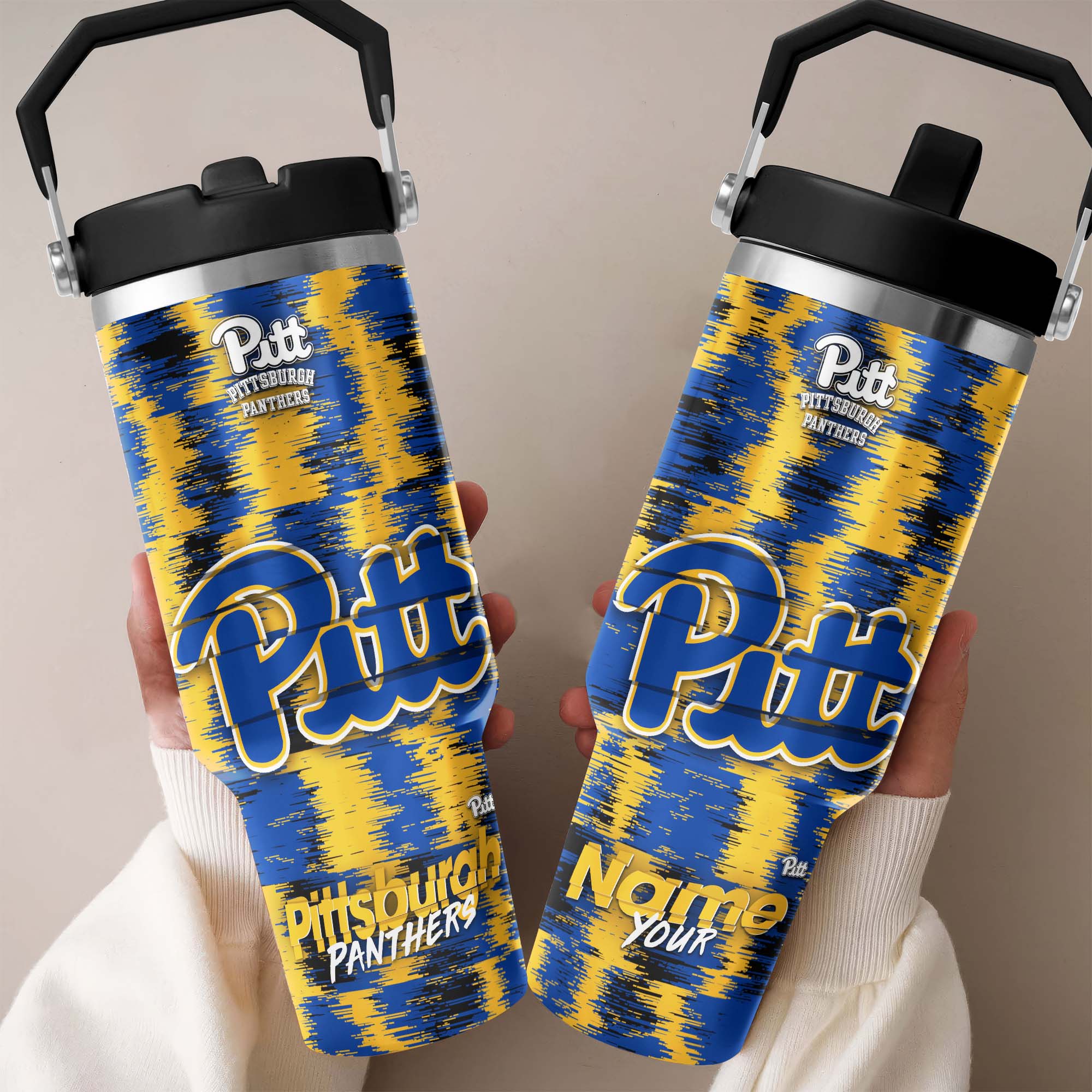 Pittsburgh Panthers Flip Straw 30oz Tumbler Custom Your Name, Sport Flip Straw 30oz Tumbler, Fan Gifts  EHIVM-0124663