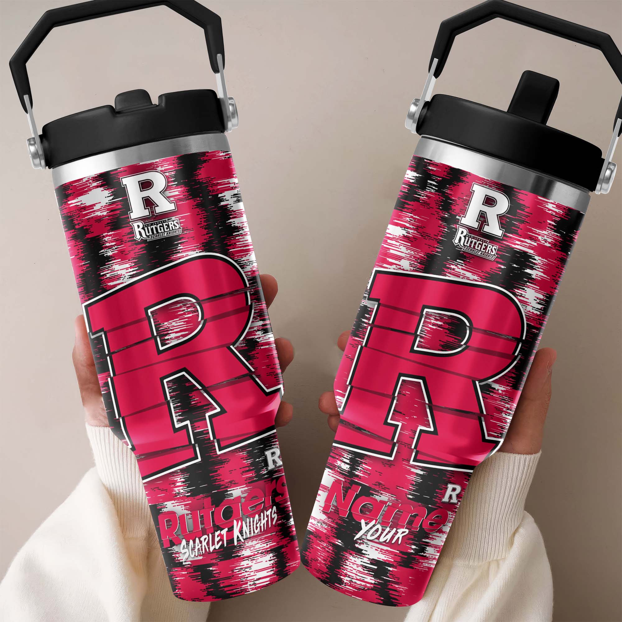 Rutgers Scarlet Knights Flip Straw 30oz Tumbler Custom Your Name, Sport Flip Straw 30oz Tumbler, Fan Gifts  EHIVM-0124663