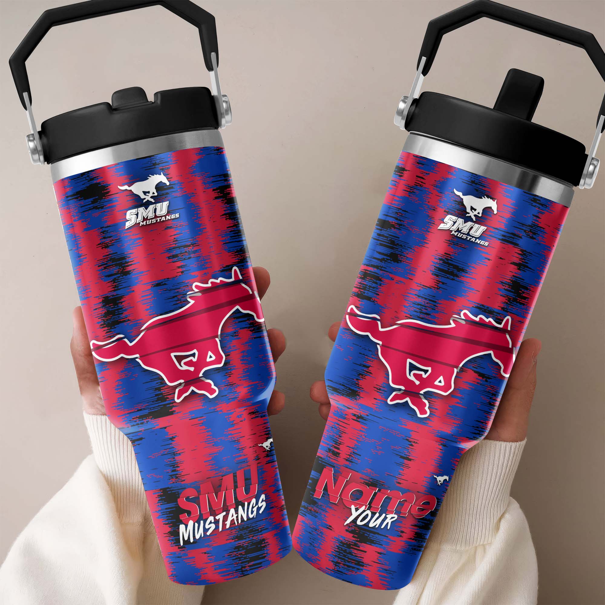 SMU Mustangs Flip Straw 30oz Tumbler Custom Your Name, Sport Flip Straw 30oz Tumbler, Fan Gifts  EHIVM-0124663
