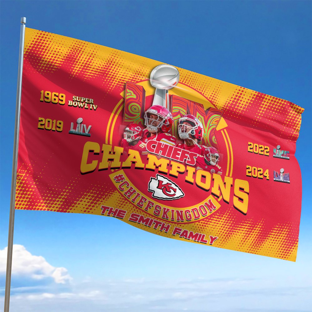 Alternative view of Kansas City Chiefs Champions Super Bowl  2025 3X5ft And 4X6ft Flag Personalized Your Family Name, Sport Flag For Fan , Sport Home Decorations ETHY-0206722