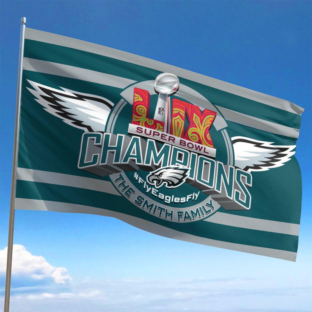 Alternative view of Philadelphia Eagles Champions Super Bowl  2025 Flag 3x5ft And 4x6ft Personalized Your Family Name, Sport Flags, Gift For Sport Lovers ETHY-0207762