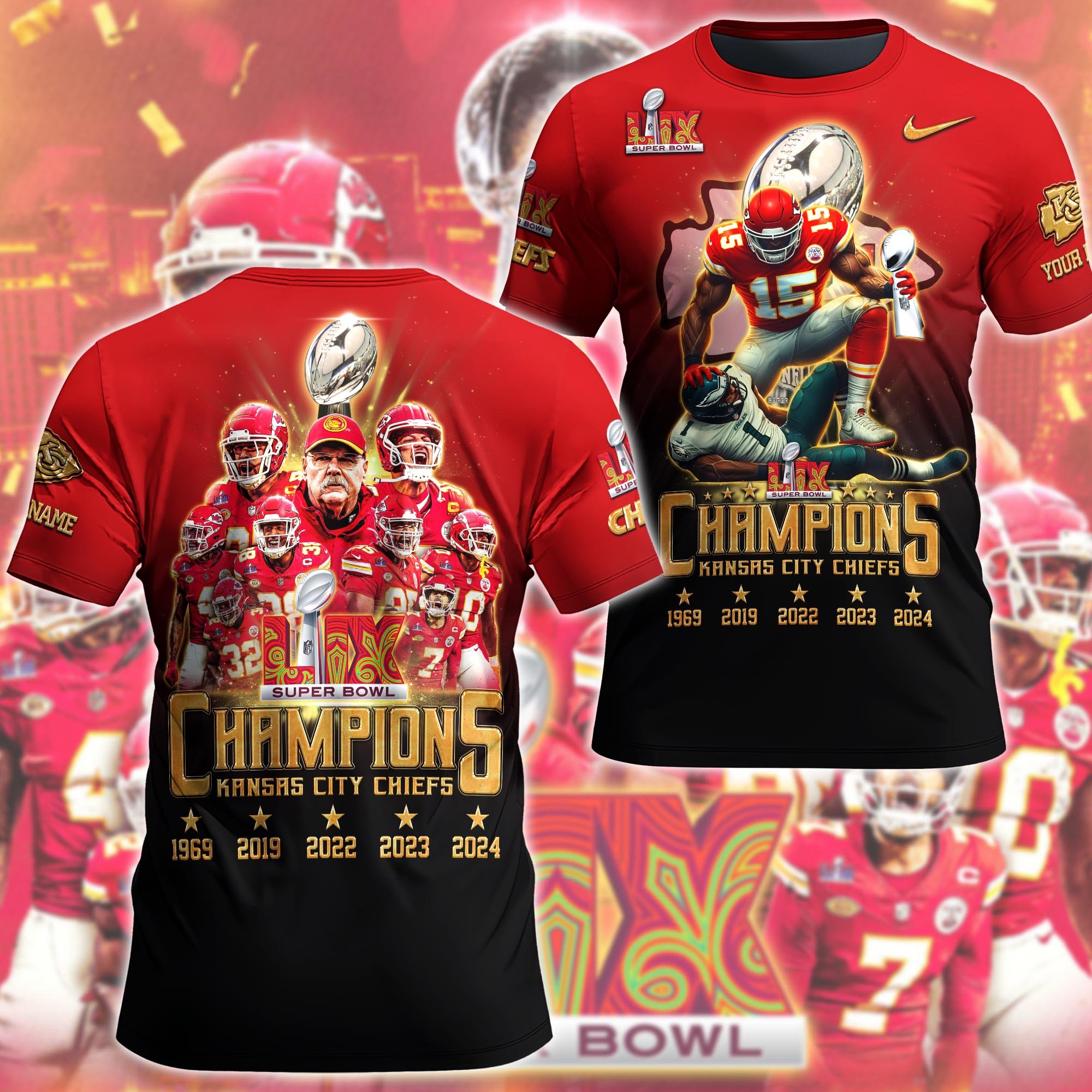 Alternative view of  Kansas City Chiefs T-shirt Custom Name, Sport Team Shirt For Fans, Sport Gifts ETRG-0113451