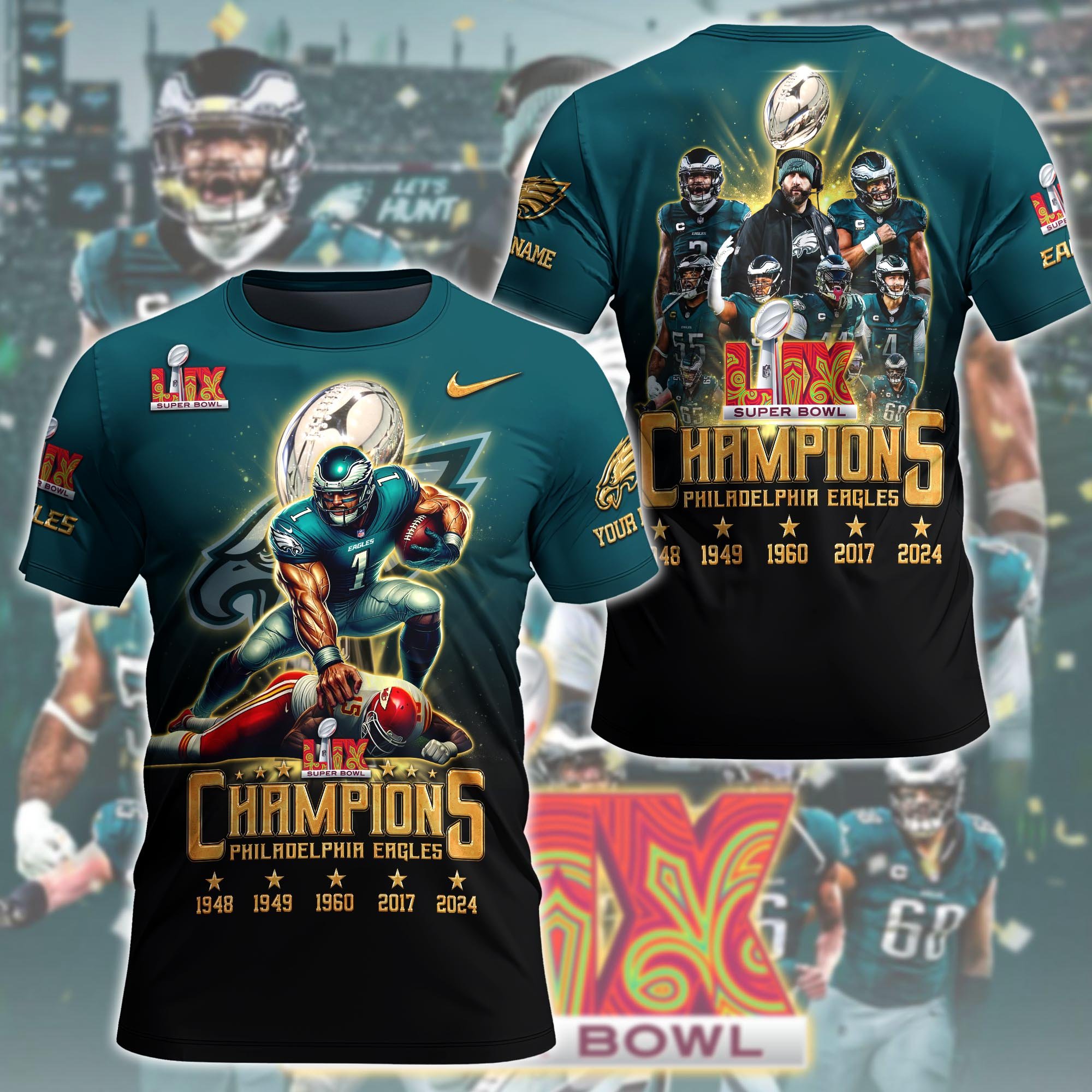 Philadelphia Eagles Champions Super Bowl 2025 T-shirt Custom Name, Sport Team Shirt For Fans, Sport Gifts ETRG-0113451