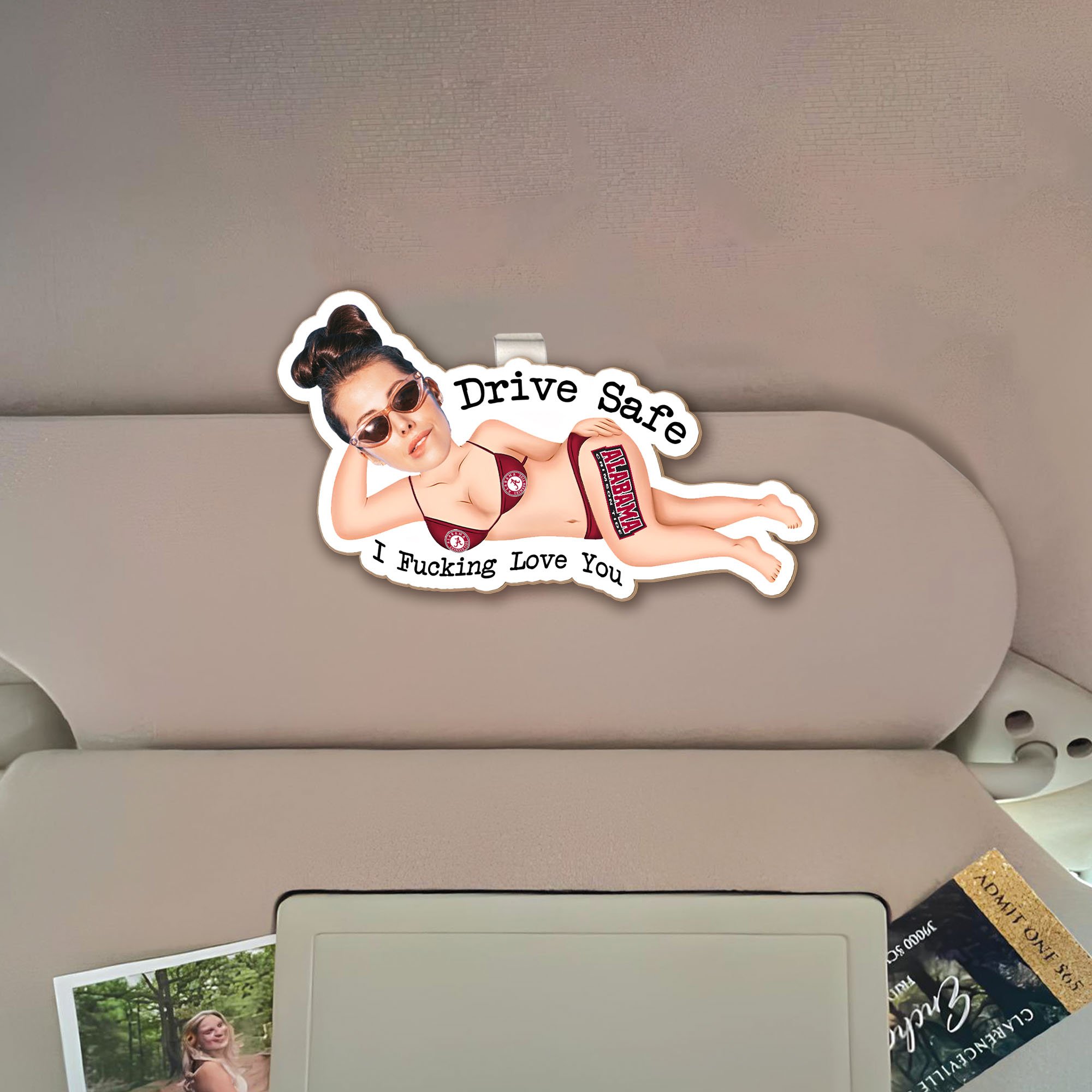 Alternative view of Alabama Crimson Tide 1 Layered Sun Visor Clip Personalized Your Image And Text, Sport Visor Car, Sport Decorations , Gift For Him, Gift For Valentines ETHY-0210782