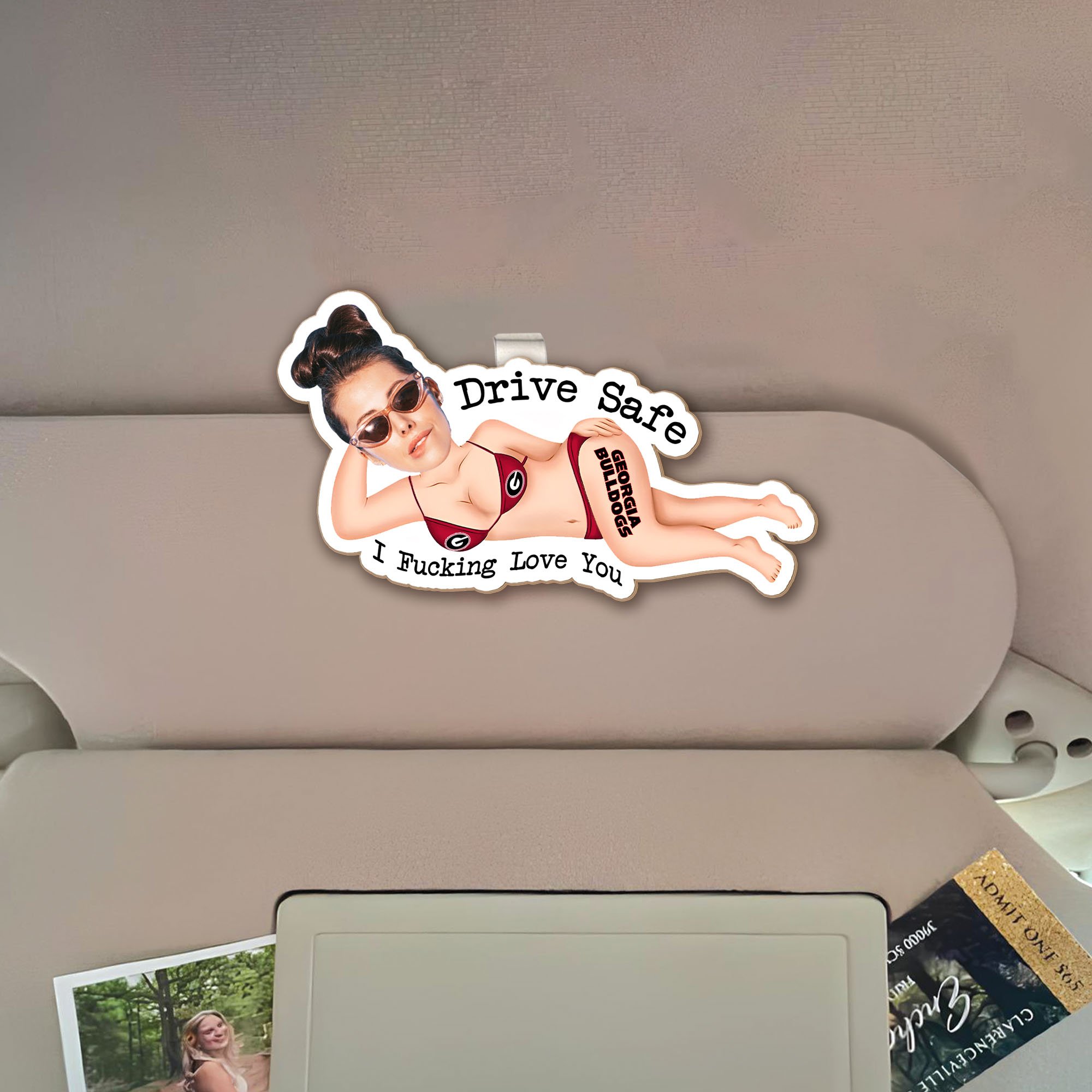 Alternative view of Georgia Bulldogs 1 Layered Sun Visor Clip Personalized Your Image And Text, Sport Visor Car, Sport Decorations , Gift For Him, Gift For Valentines ETHY-0210782