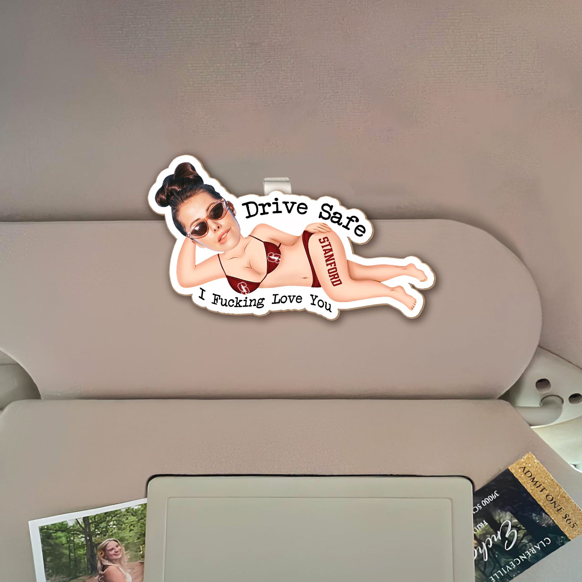 Alternative view of Stanford Cardinal 1 Layered Sun Visor Clip Personalized Your Image And Text, Sport Visor Car, Sport Decorations , Gift For Him, Gift For Valentines ETHY-0210782