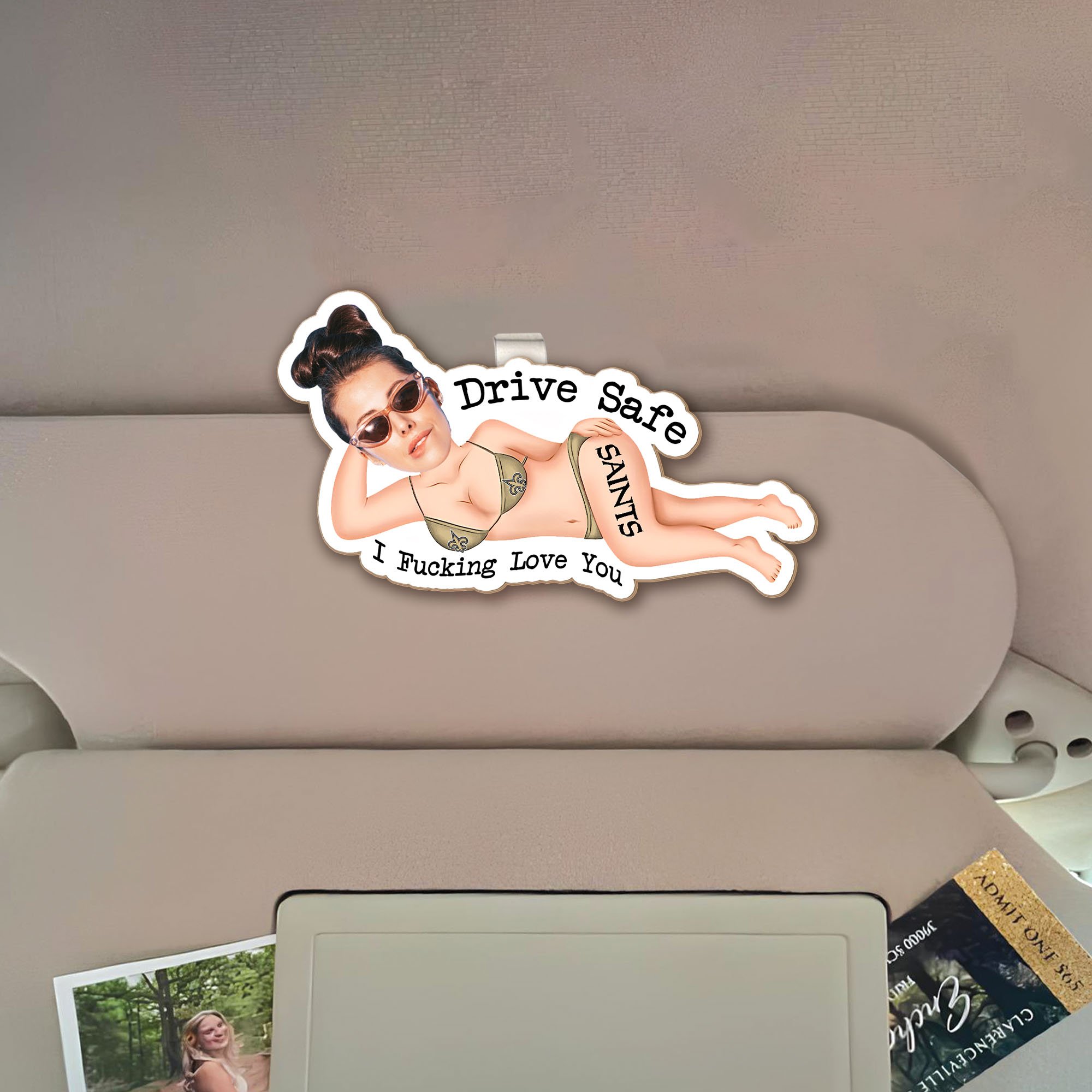 Alternative view of New Orleans Saints 1 Layered Sun Visor Clip Personalized Your Image And Text, Sport Visor Car, Sport Decorations , Gift For Him, Gift For Valentines ETHY-0210782