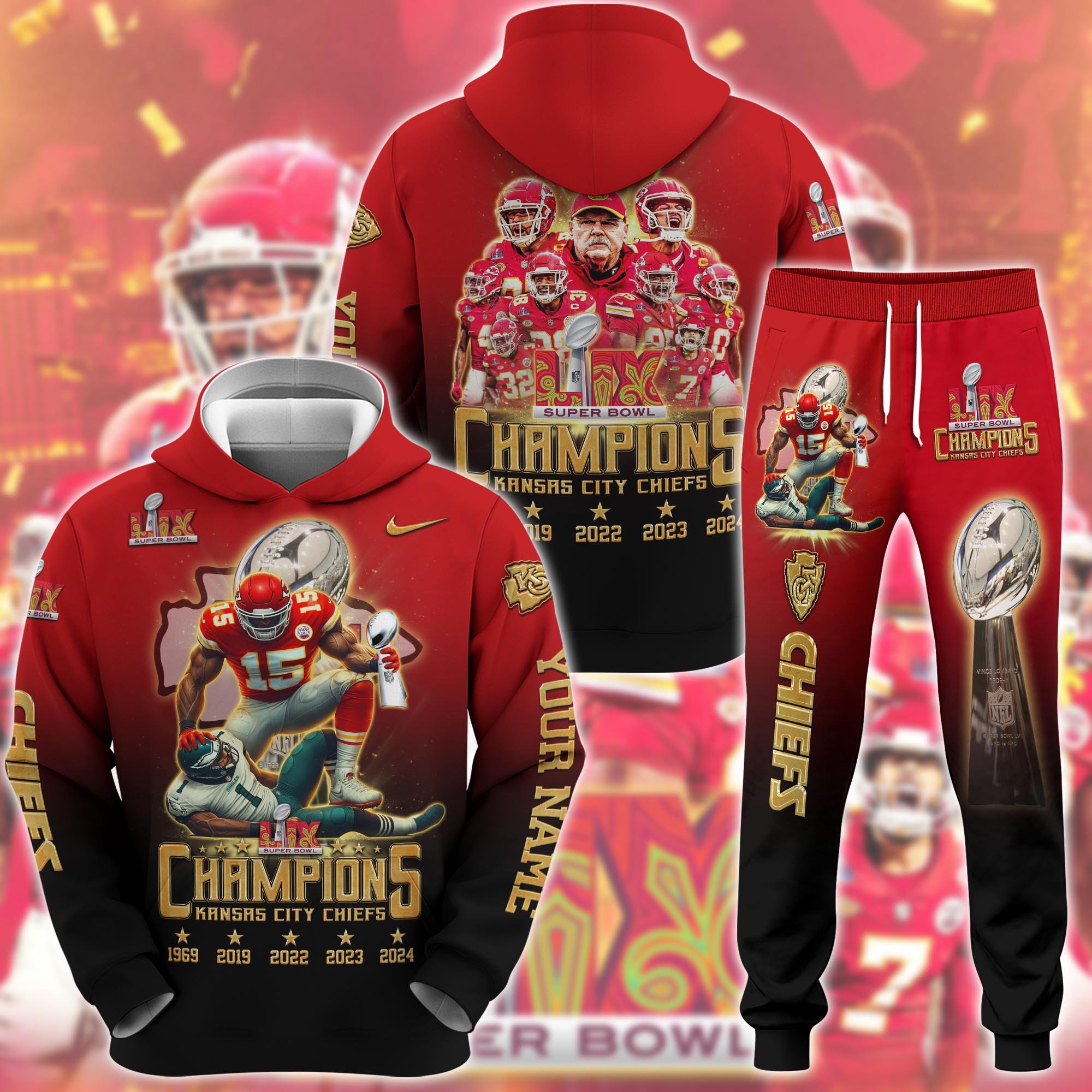  Kansas City Chiefs Hoodie And Sweatpant Sets Custom Name, Football Team Clothing, Fan Gifts ETRG-0122620
