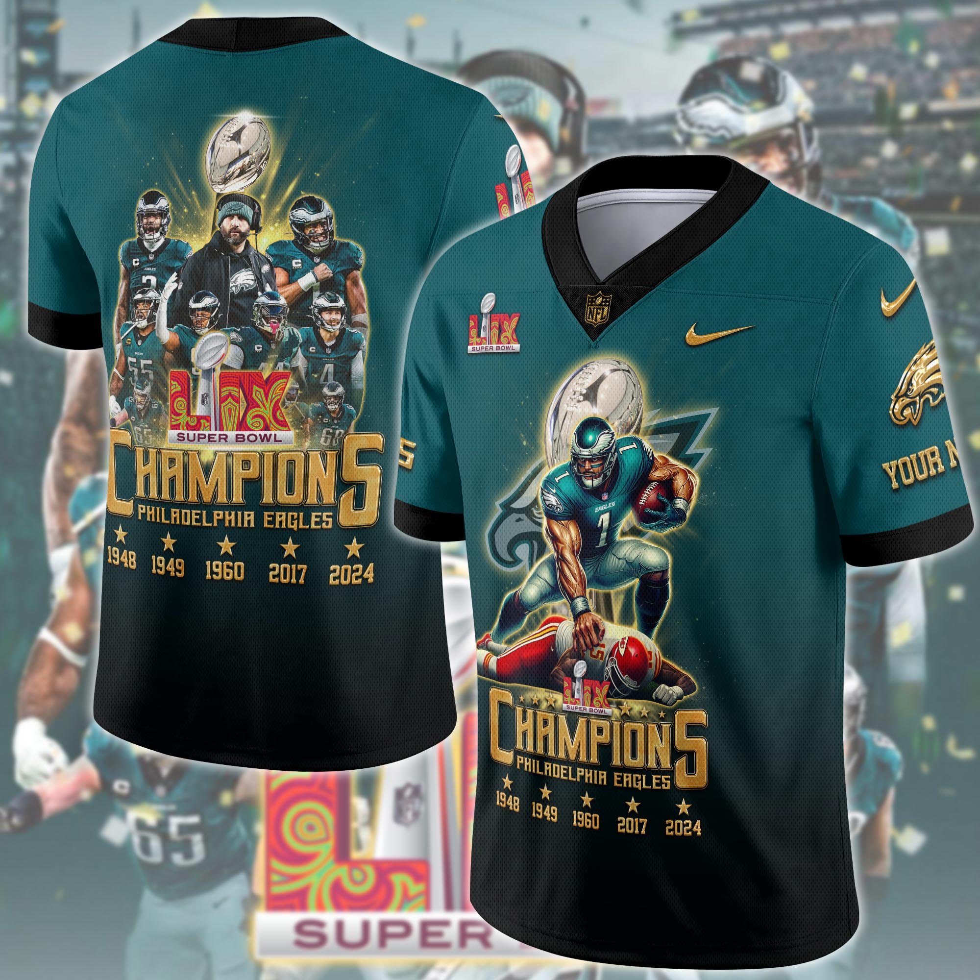 Alternative view of Philadelphia Eagles Champions Super Bowl  2025 Hoodie And Sweatpant Sets Custom Name, Football Team Clothing, Fan Gifts ETRG-0122620