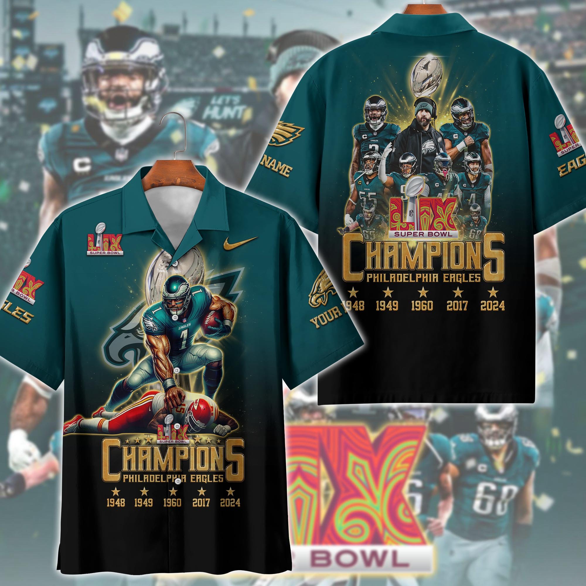 Philadelphia Eagles Champions Super Bowl 2025 Hawaii Shirt Custom Name, Sport Shirts For Fan, Sport Lover Gifts ETRG-0207737