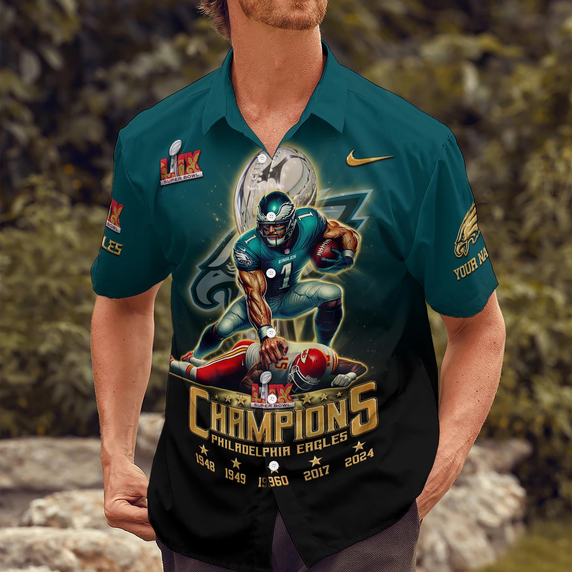 Alternative view of Philadelphia Eagles Champions Super Bowl 2025 Hawaii Shirt Custom Name, Sport Shirts For Fan, Sport Lover Gifts ETRG-0207737