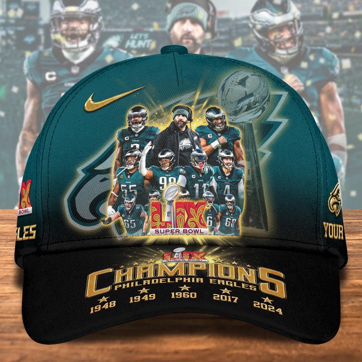 Philadelphia Eagles Champions Super Bowl 2025 Cap Custom Name, Football Team Cap, Football Gifts ETRG-0207738