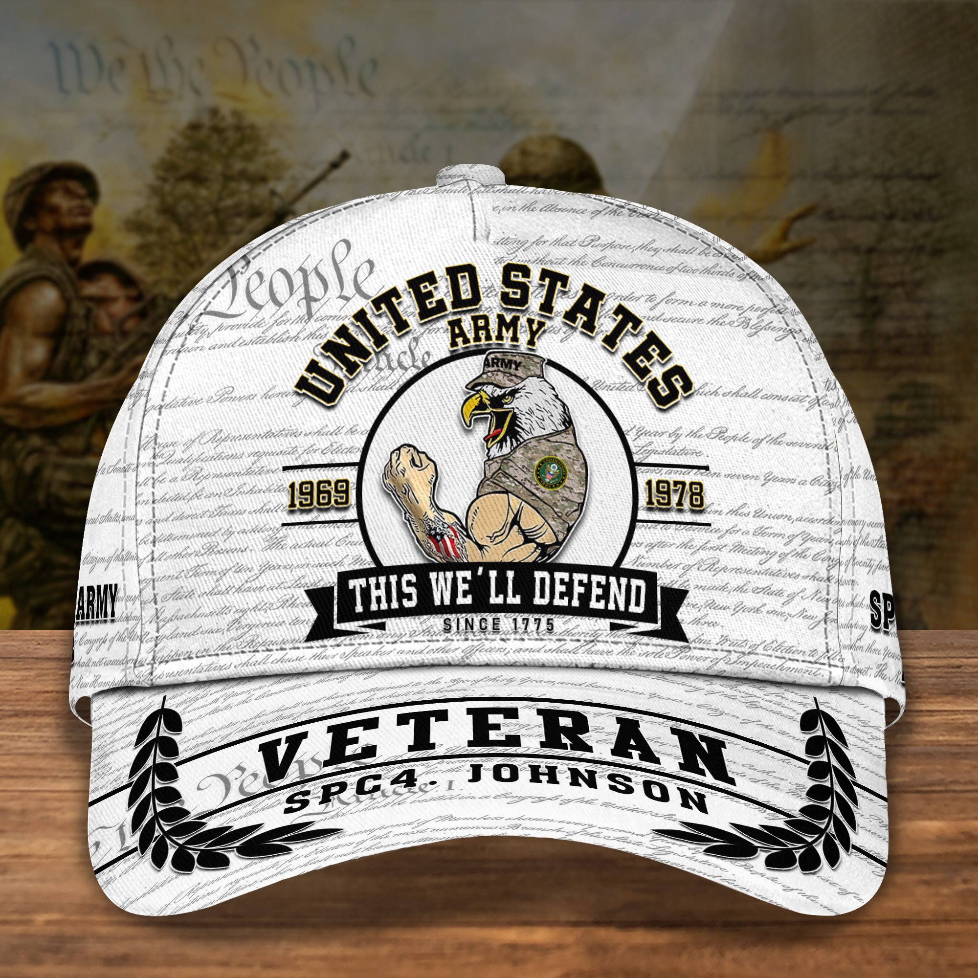 U.S. Army Cap Custom Name, Year And Rank, Cap For Veterans, Veteran Gifts ETRG-0206728