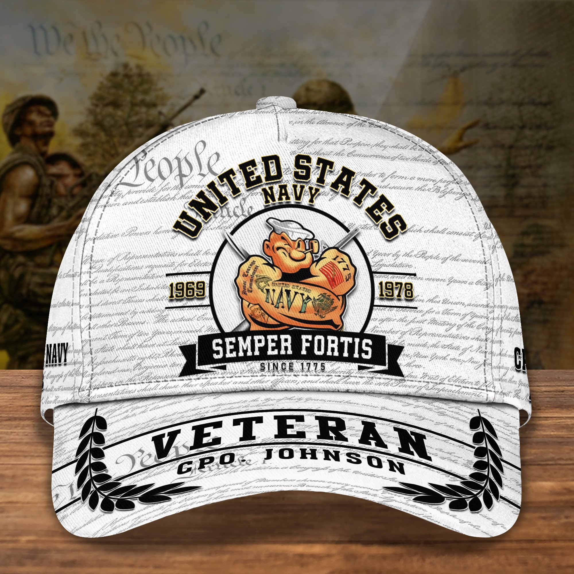 U.S. Navy Cap Custom Name, Year And Rank, Cap For Veterans, Veteran Gifts ETRG-0206728