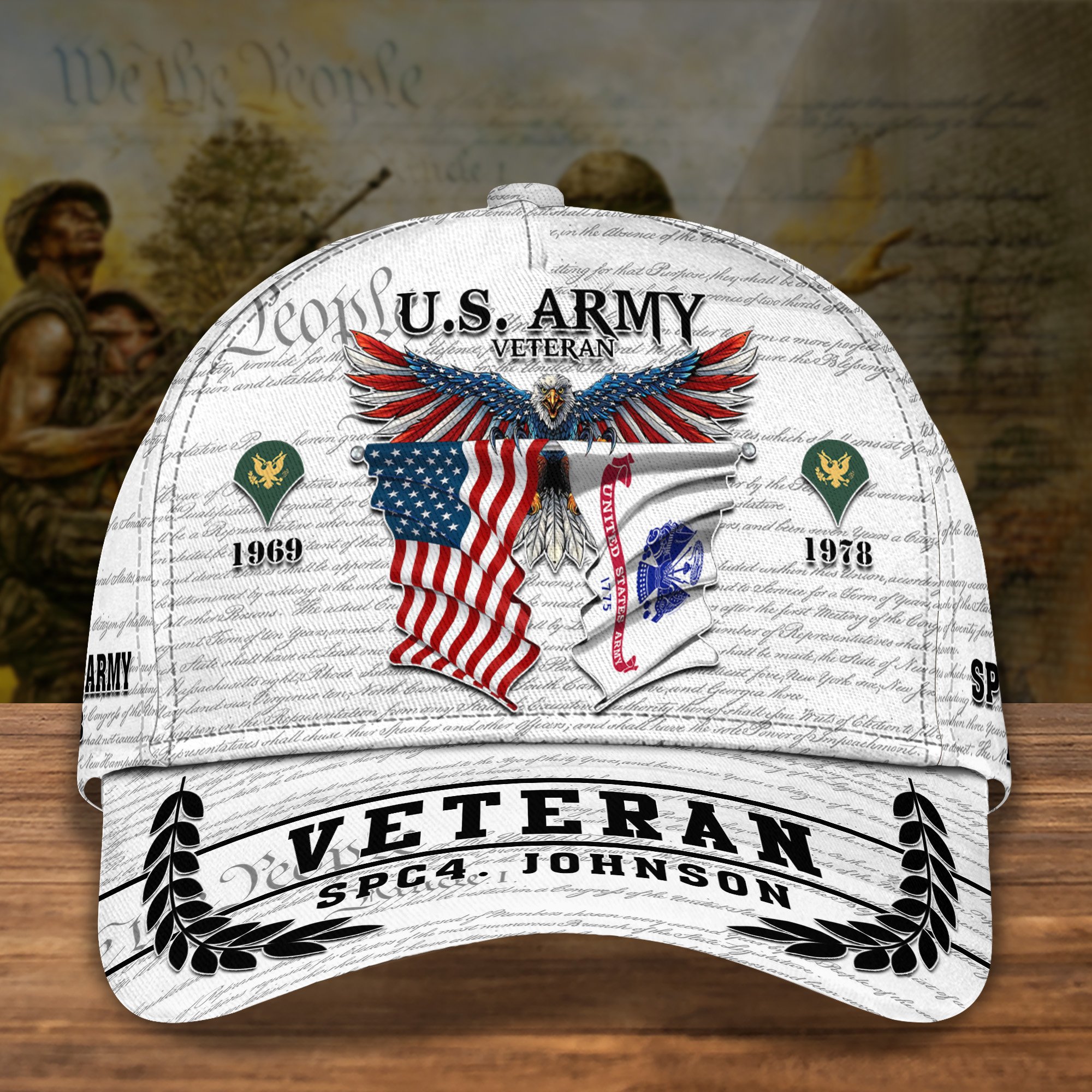 U.S. Army Cap Custom Name Year And Rank, Military Veteran Cap, Veteran Gifts ETRG-0211800