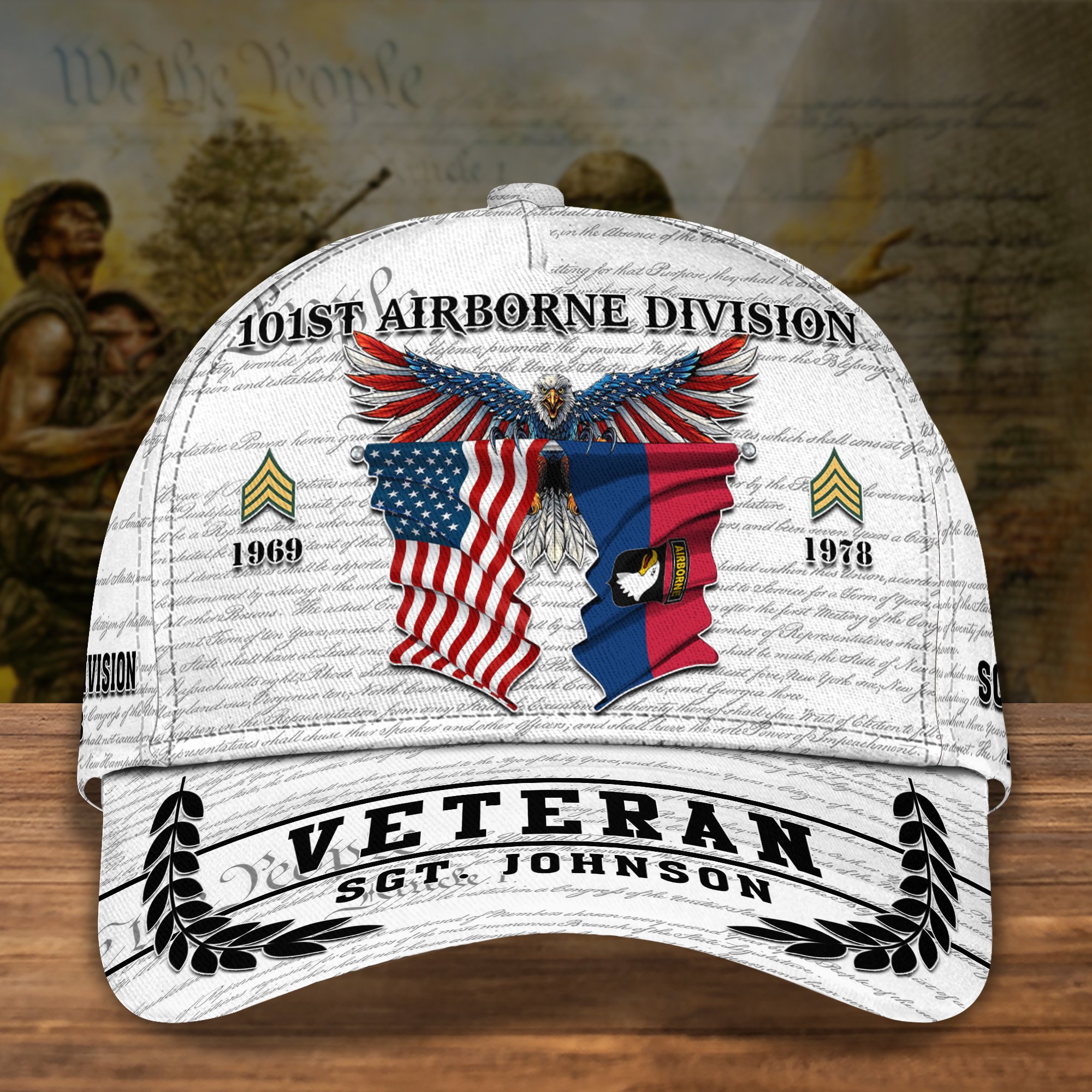 101st Airborne Division Cap Custom Name Year And Rank, Military Veteran Cap, Veteran Gifts ETRG-0211800