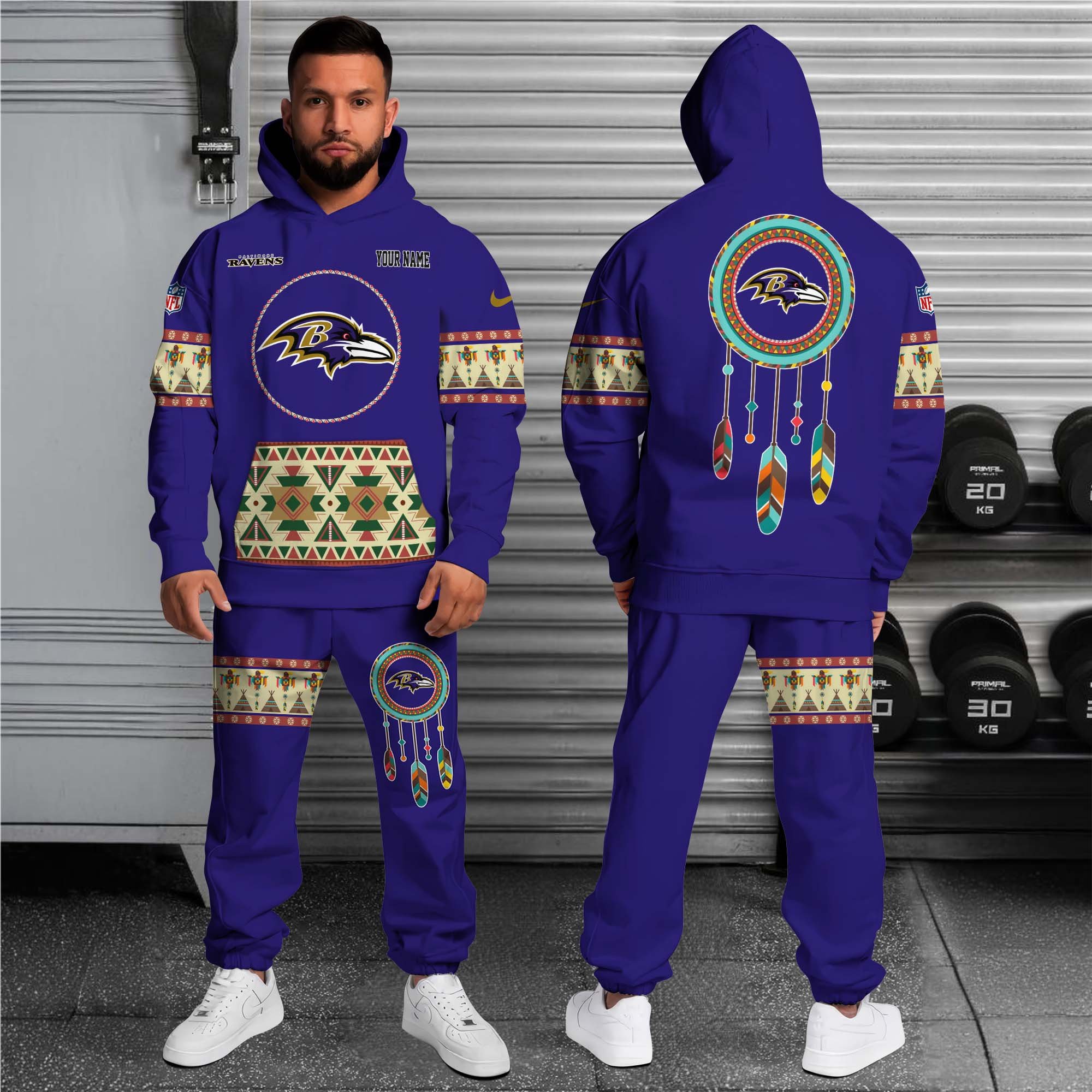 Alternative view of Baltimore Ravens Hoodie Sweatpants Set Custom Your name, Sport Hoodie Sweatpants Set, Sport Gifts For Fan EHIVM-0107349