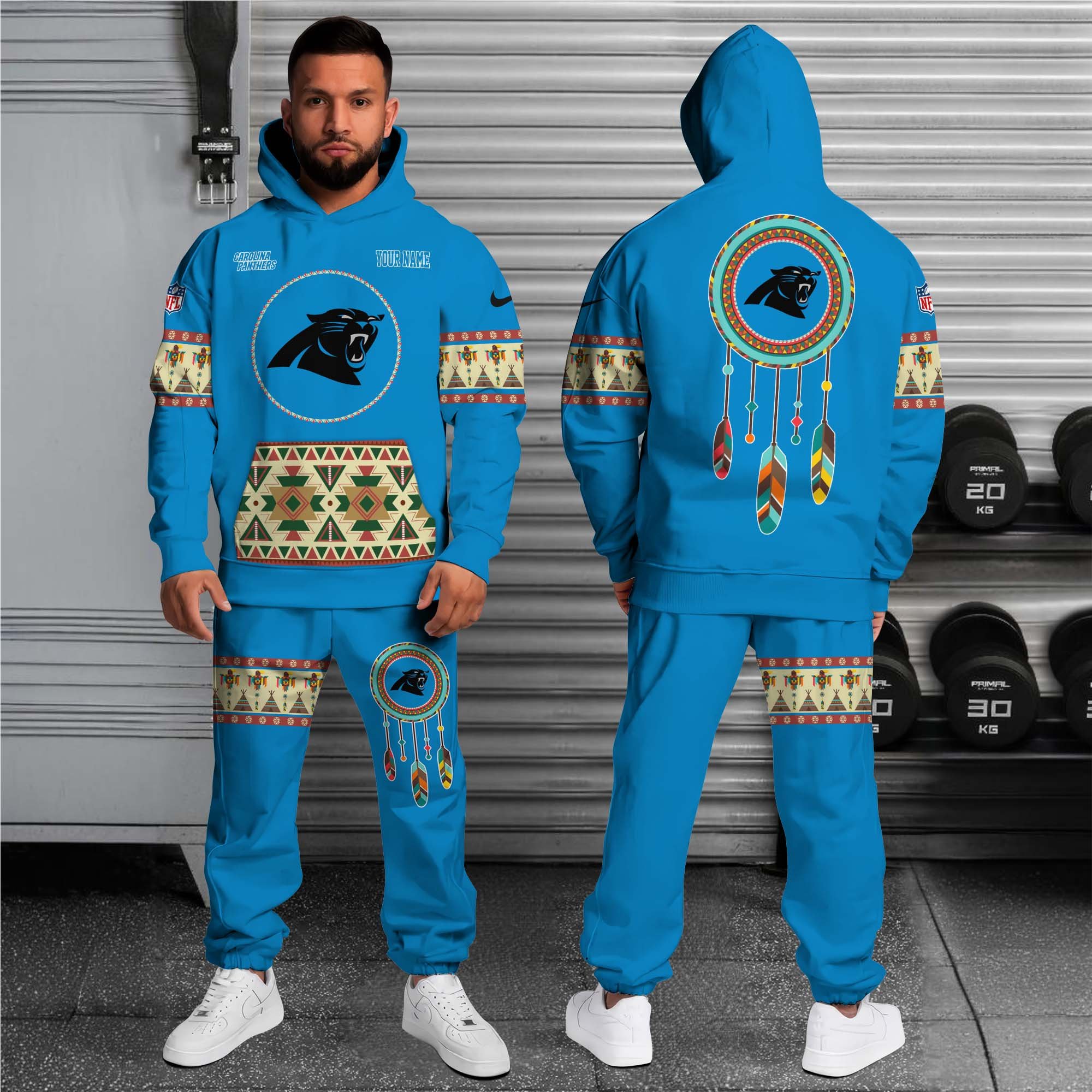 Alternative view of Carolina Panthers Hoodie Sweatpants Set Custom Your name, Sport Hoodie Sweatpants Set, Sport Gifts For Fan EHIVM-0107349