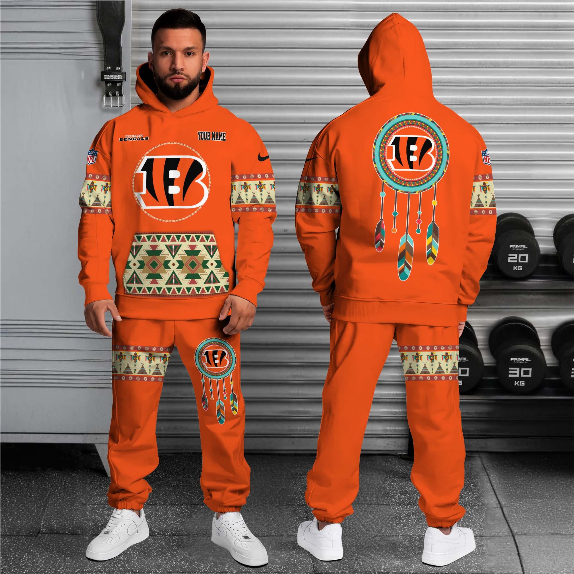 Alternative view of Cincinnati Bengals Hoodie Sweatpants Set Custom Your name, Sport Hoodie Sweatpants Set, Sport Gifts For Fan EHIVM-0107349