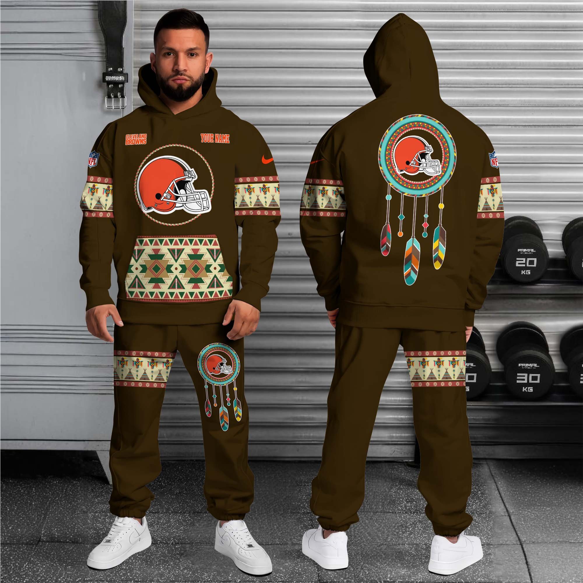 Alternative view of Cleveland Browns Hoodie Sweatpants Set Custom Your name, Sport Hoodie Sweatpants Set, Sport Gifts For Fan EHIVM-0107349