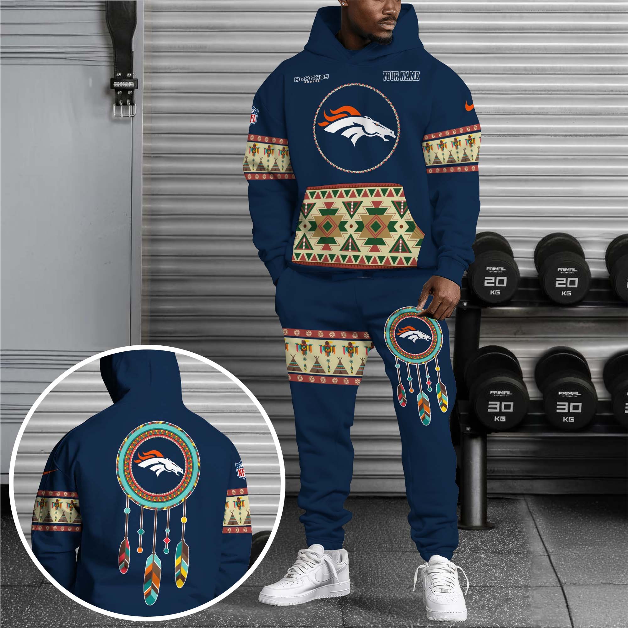 Denver Broncos Hoodie Sweatpants Set Custom Your name, Sport Hoodie Sweatpants Set, Sport Gifts For Fan EHIVM-0107349