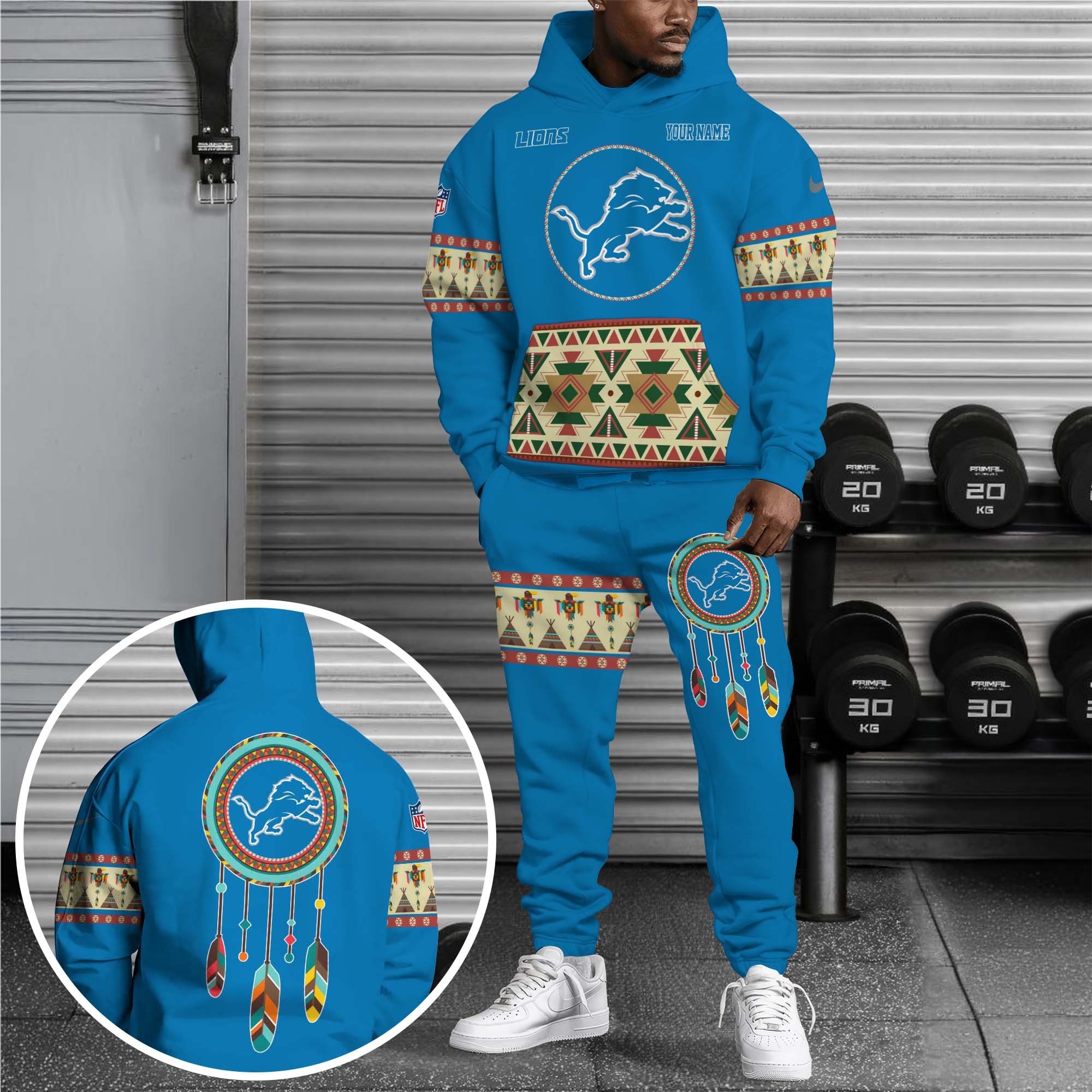 Detroit Lions Hoodie Sweatpants Set Custom Your name, Sport Hoodie Sweatpants Set, Sport Gifts For Fan EHIVM-0107349