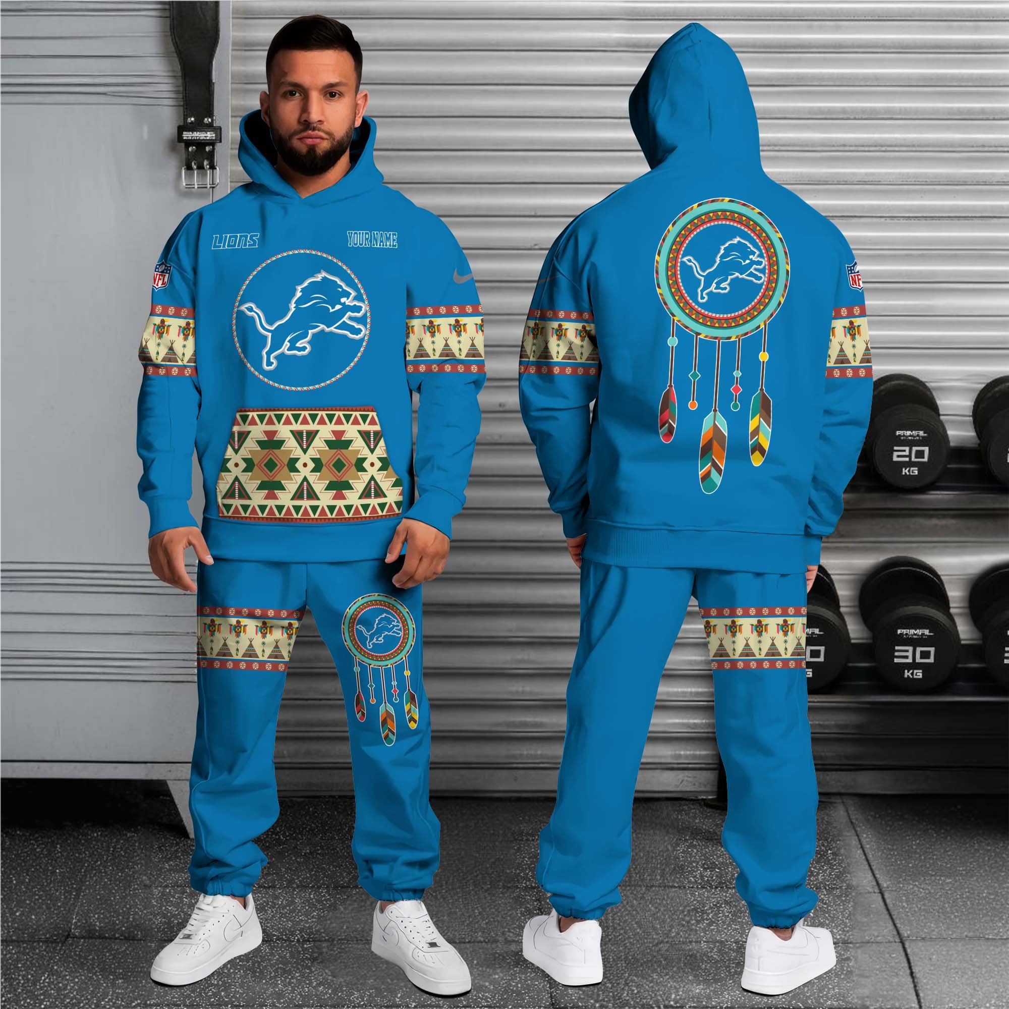 Alternative view of Detroit Lions Hoodie Sweatpants Set Custom Your name, Sport Hoodie Sweatpants Set, Sport Gifts For Fan EHIVM-0107349