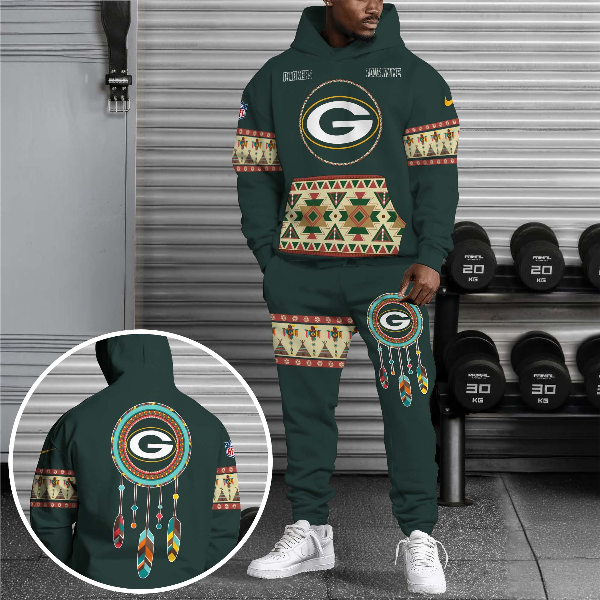 Green Bay Packers Hoodie Sweatpants Set Custom Your name, Sport Hoodie Sweatpants Set, Sport Gifts For Fan EHIVM-0107349