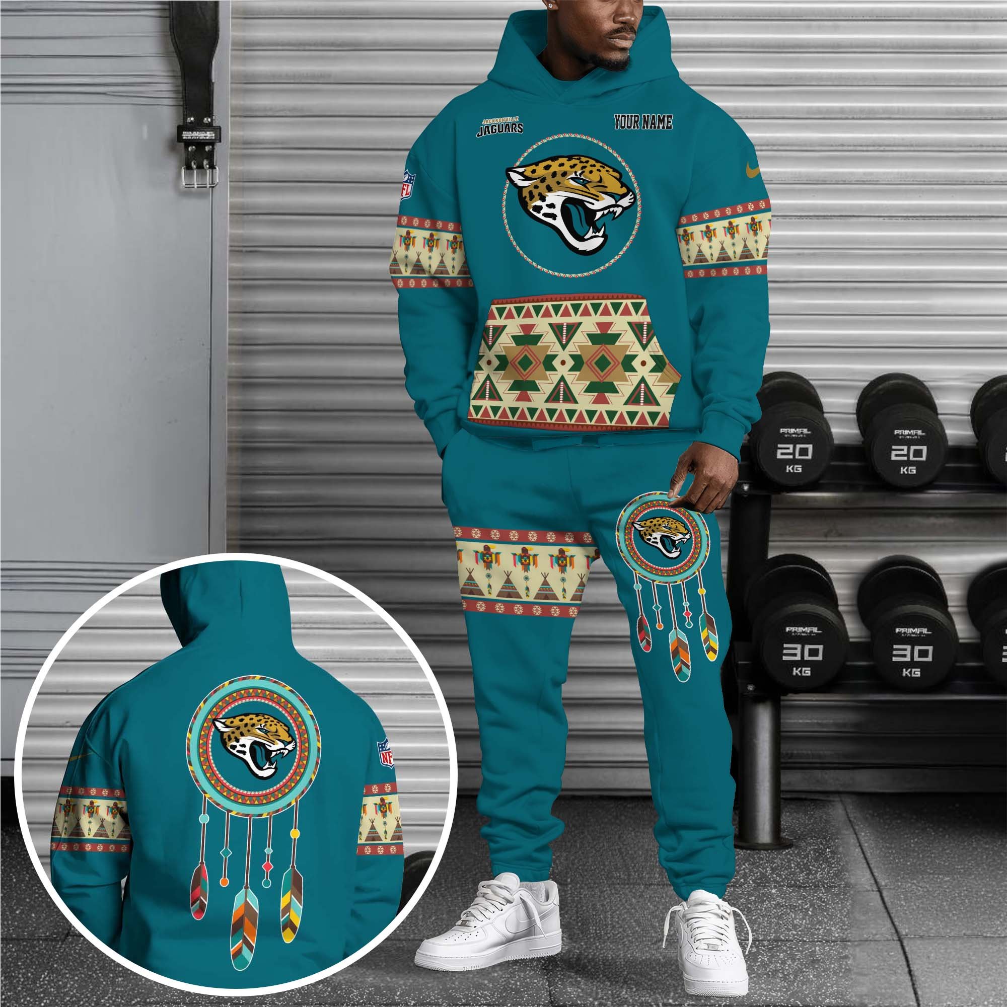 Jacksonville Jaguars Hoodie Sweatpants Set Custom Your name, Sport Hoodie Sweatpants Set, Sport Gifts For Fan EHIVM-0107349