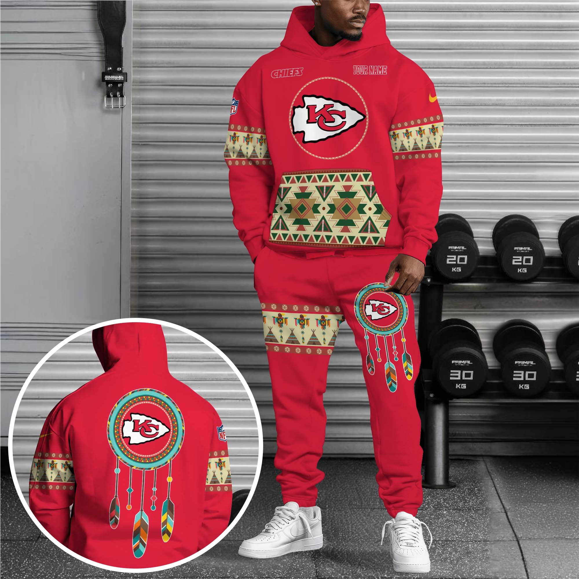 Kansas City Chiefs Hoodie Sweatpants Set Custom Your name, Sport Hoodie Sweatpants Set, Sport Gifts For Fan EHIVM-0107349