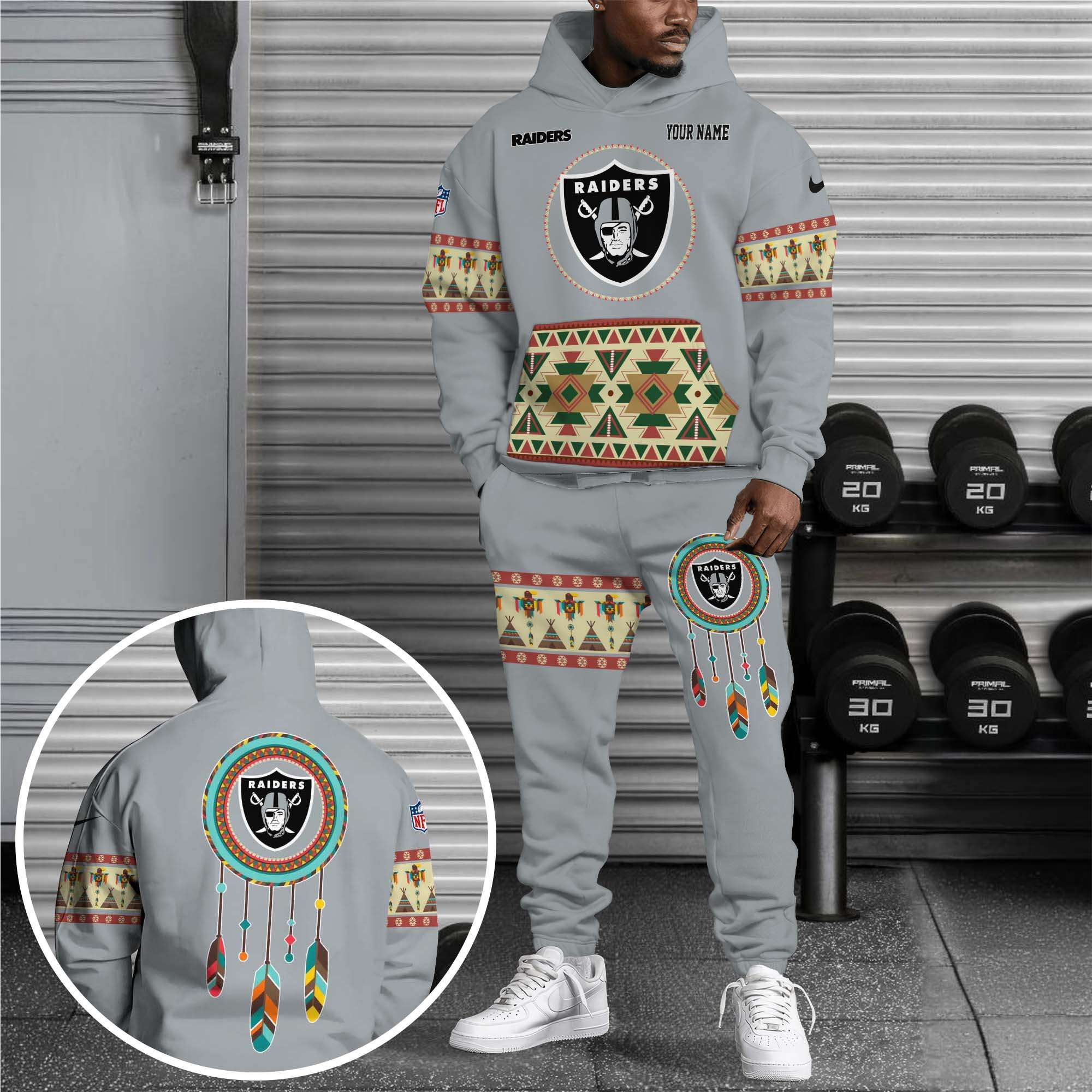 Las Vegas Raiders Hoodie Sweatpants Set Custom Your name, Sport Hoodie Sweatpants Set, Sport Gifts For Fan EHIVM-0107349