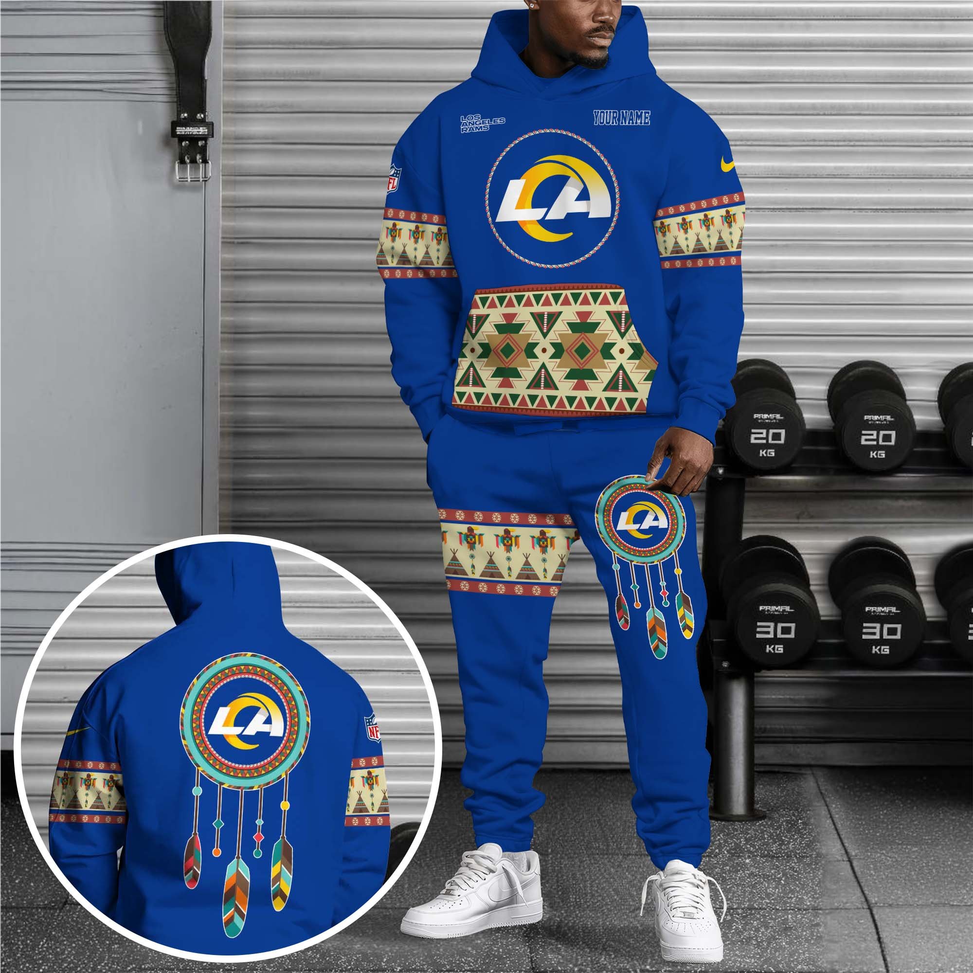 Los Angeles Rams Hoodie Sweatpants Set Custom Your name, Sport Hoodie Sweatpants Set, Sport Gifts For Fan EHIVM-0107349