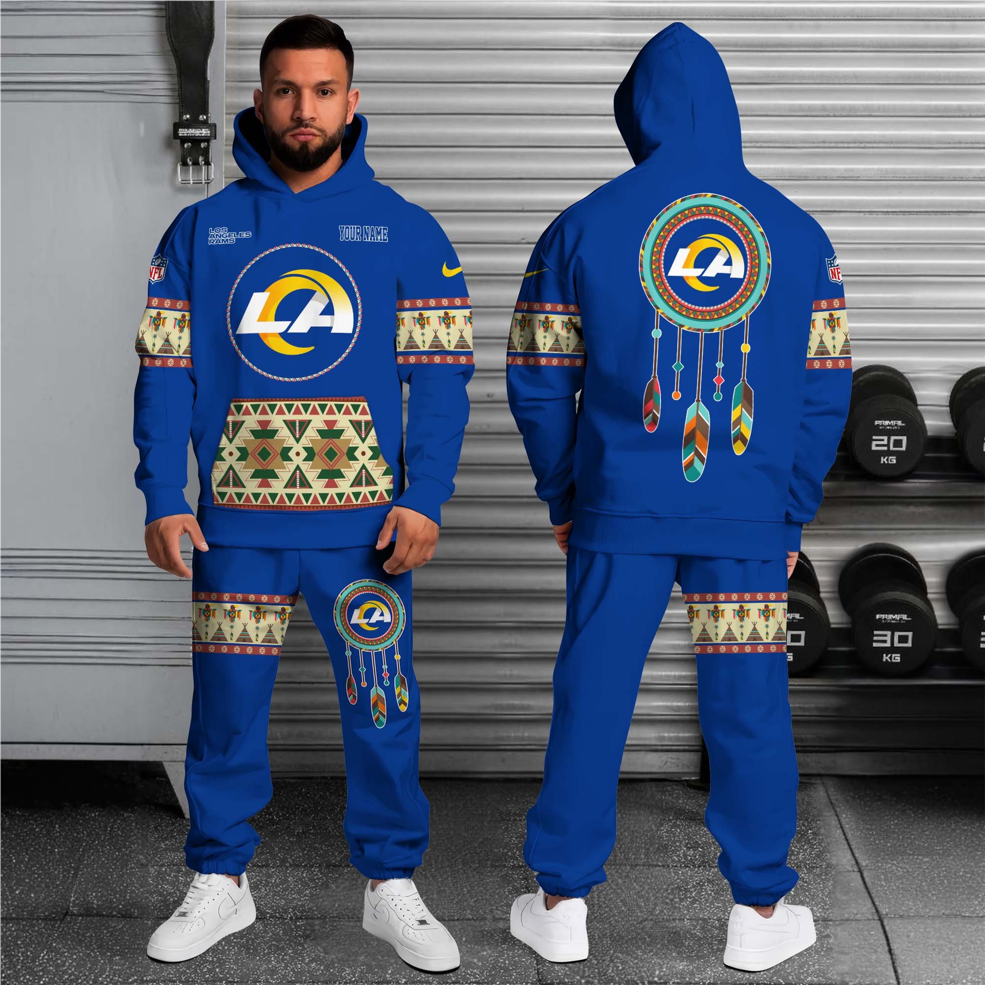 Alternative view of Los Angeles Rams Hoodie Sweatpants Set Custom Your name, Sport Hoodie Sweatpants Set, Sport Gifts For Fan EHIVM-0107349