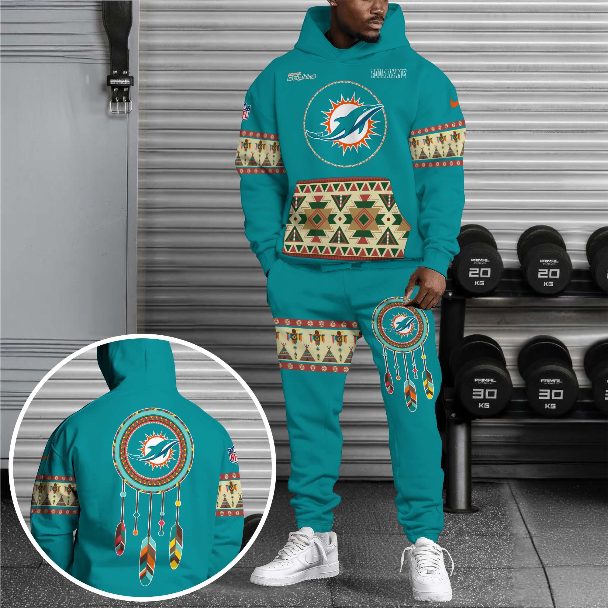 Miami Dolphins Hoodie Sweatpants Set Custom Your name, Sport Hoodie Sweatpants Set, Sport Gifts For Fan EHIVM-0107349