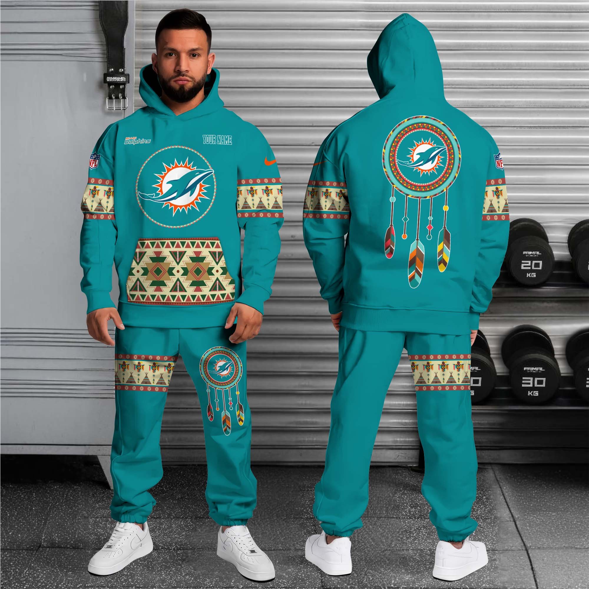 Alternative view of Miami Dolphins Hoodie Sweatpants Set Custom Your name, Sport Hoodie Sweatpants Set, Sport Gifts For Fan EHIVM-0107349