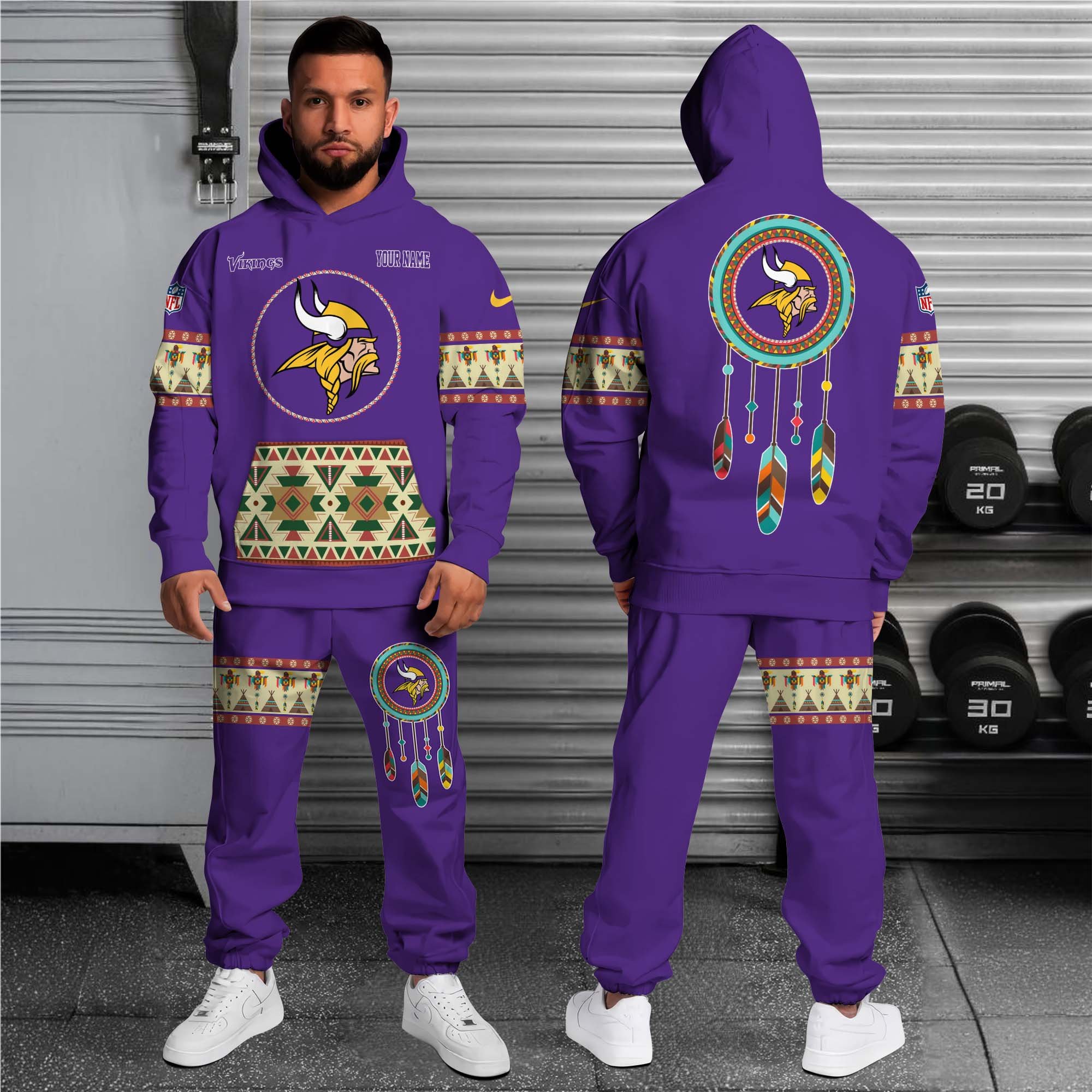 Alternative view of Minnesota Vikings Hoodie Sweatpants Set Custom Your name, Sport Hoodie Sweatpants Set, Sport Gifts For Fan EHIVM-0107349