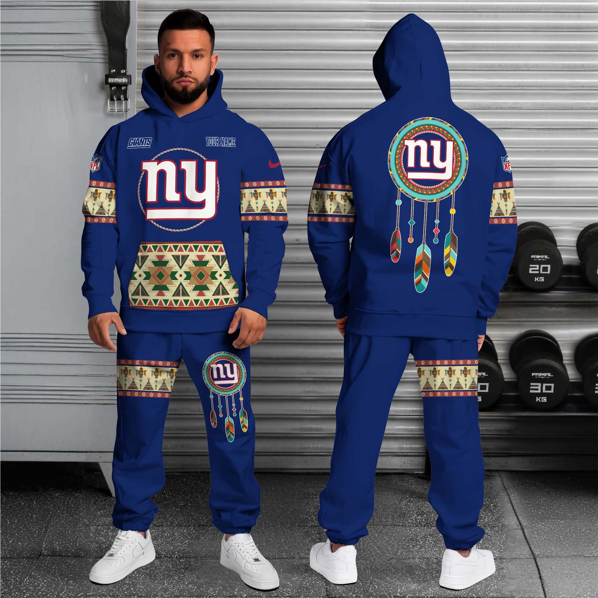 Alternative view of New York Giants Hoodie Sweatpants Set Custom Your name, Sport Hoodie Sweatpants Set, Sport Gifts For Fan EHIVM-0107349
