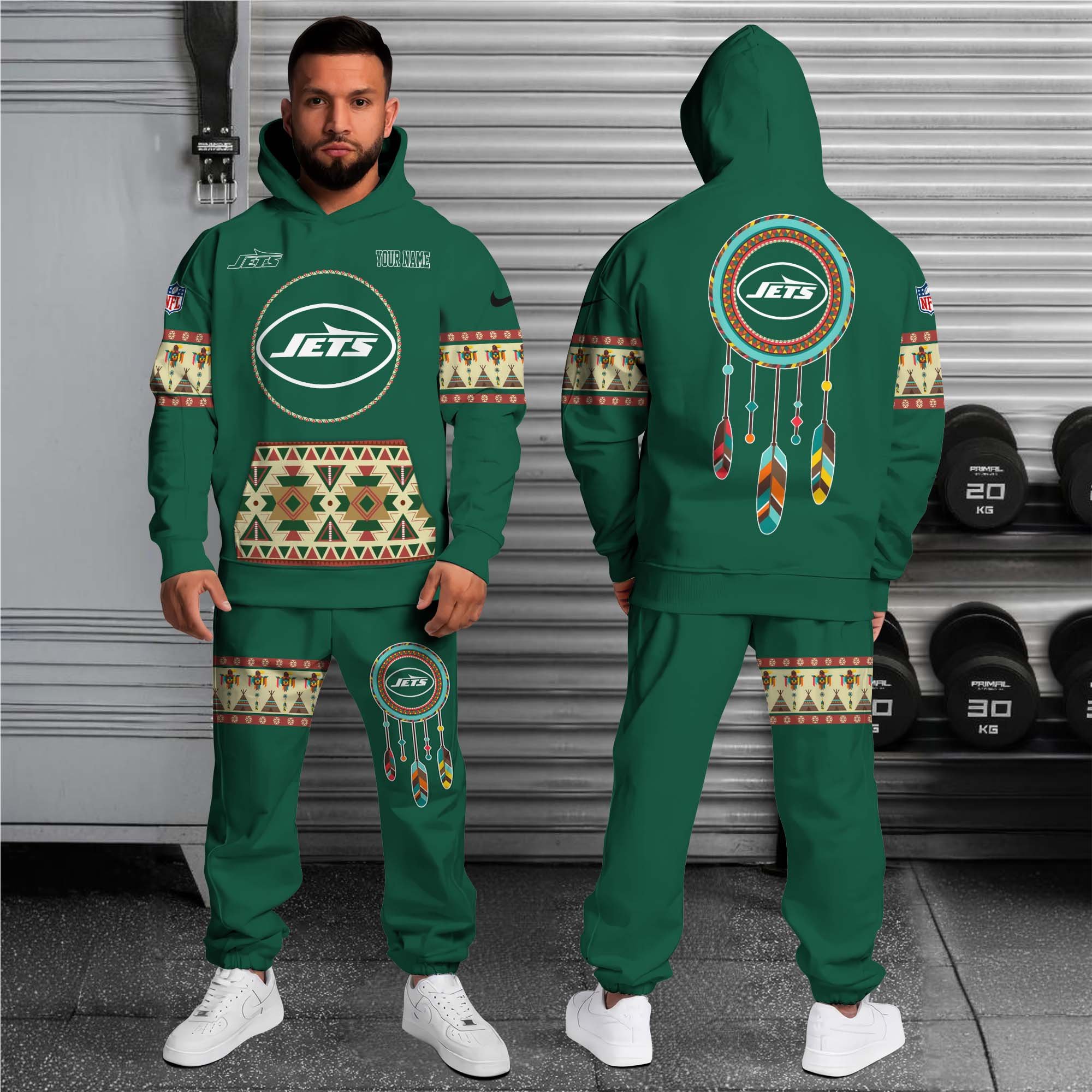Alternative view of New York Jets Hoodie Sweatpants Set Custom Your name, Sport Hoodie Sweatpants Set, Sport Gifts For Fan EHIVM-0107349